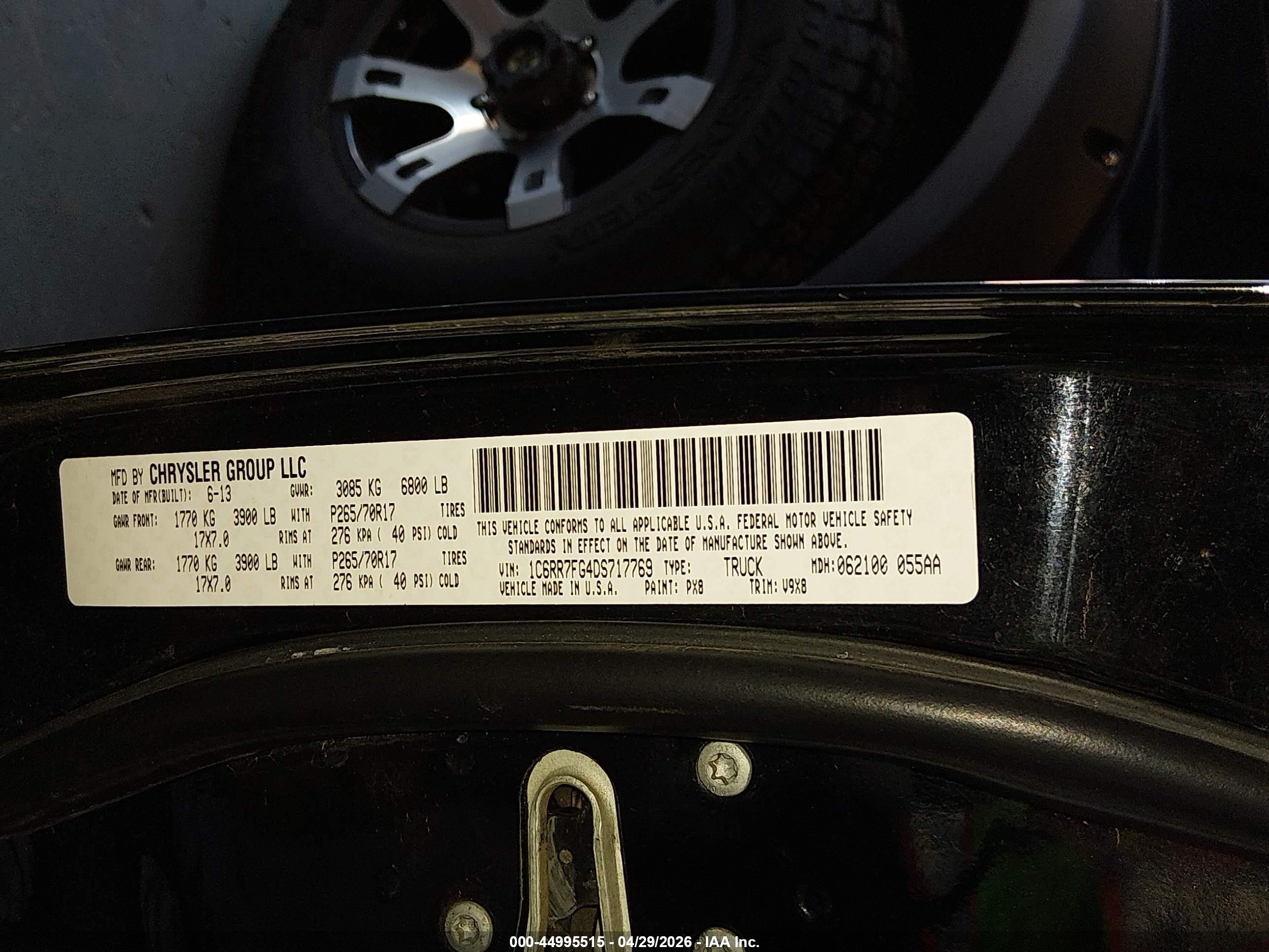 2013 Ram 1500 Tradesman Black vin: 1C6RR7FG4DS717769