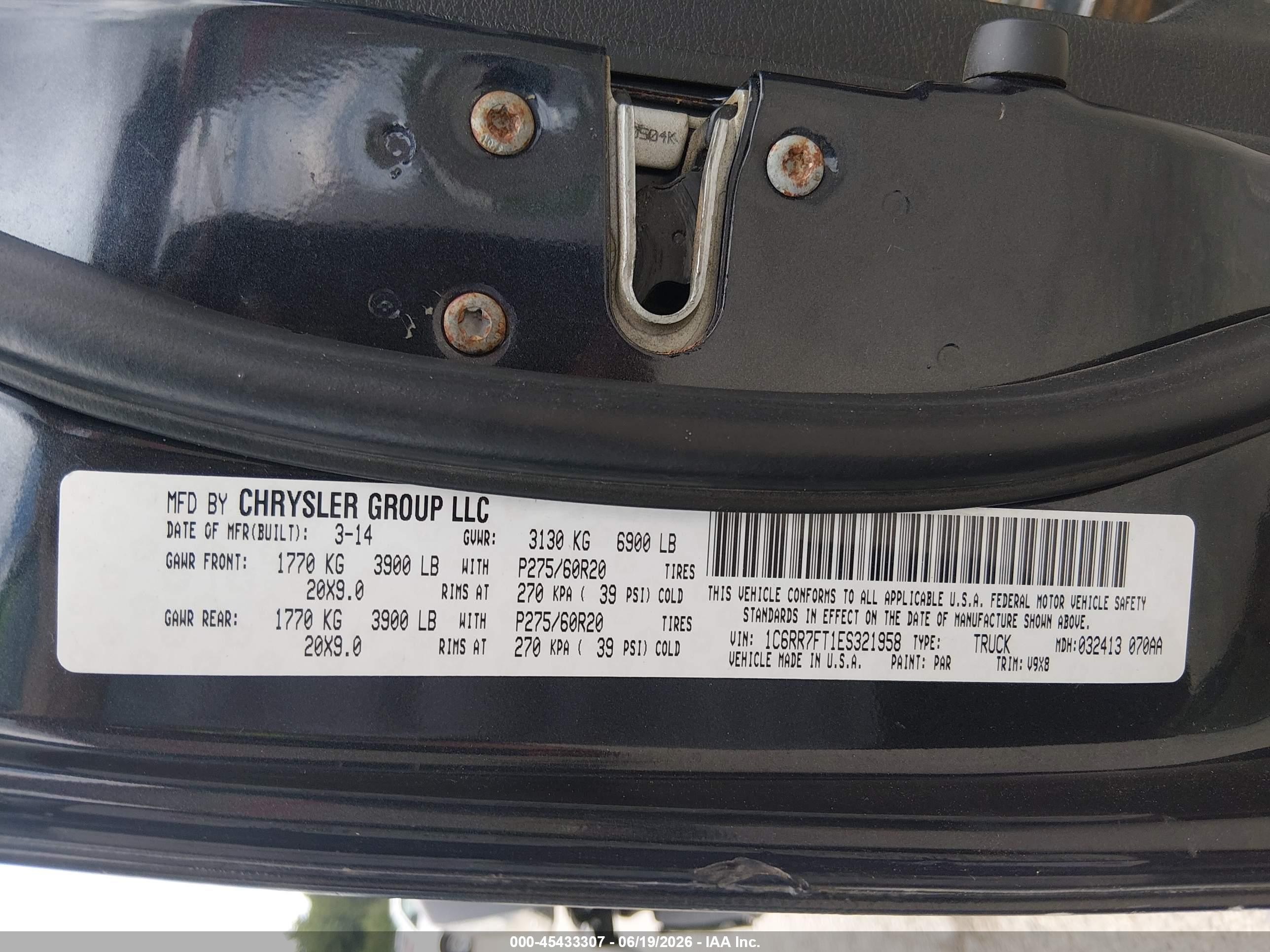 2014 Ram 1500 Express Black vin: 1C6RR7FT1ES321958