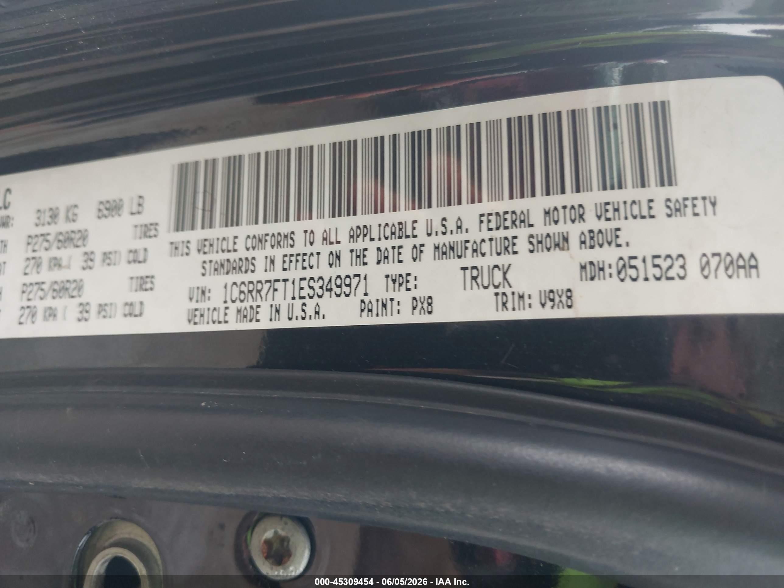 2014 Ram 1500 Express Черный vin: 1C6RR7FT1ES349971