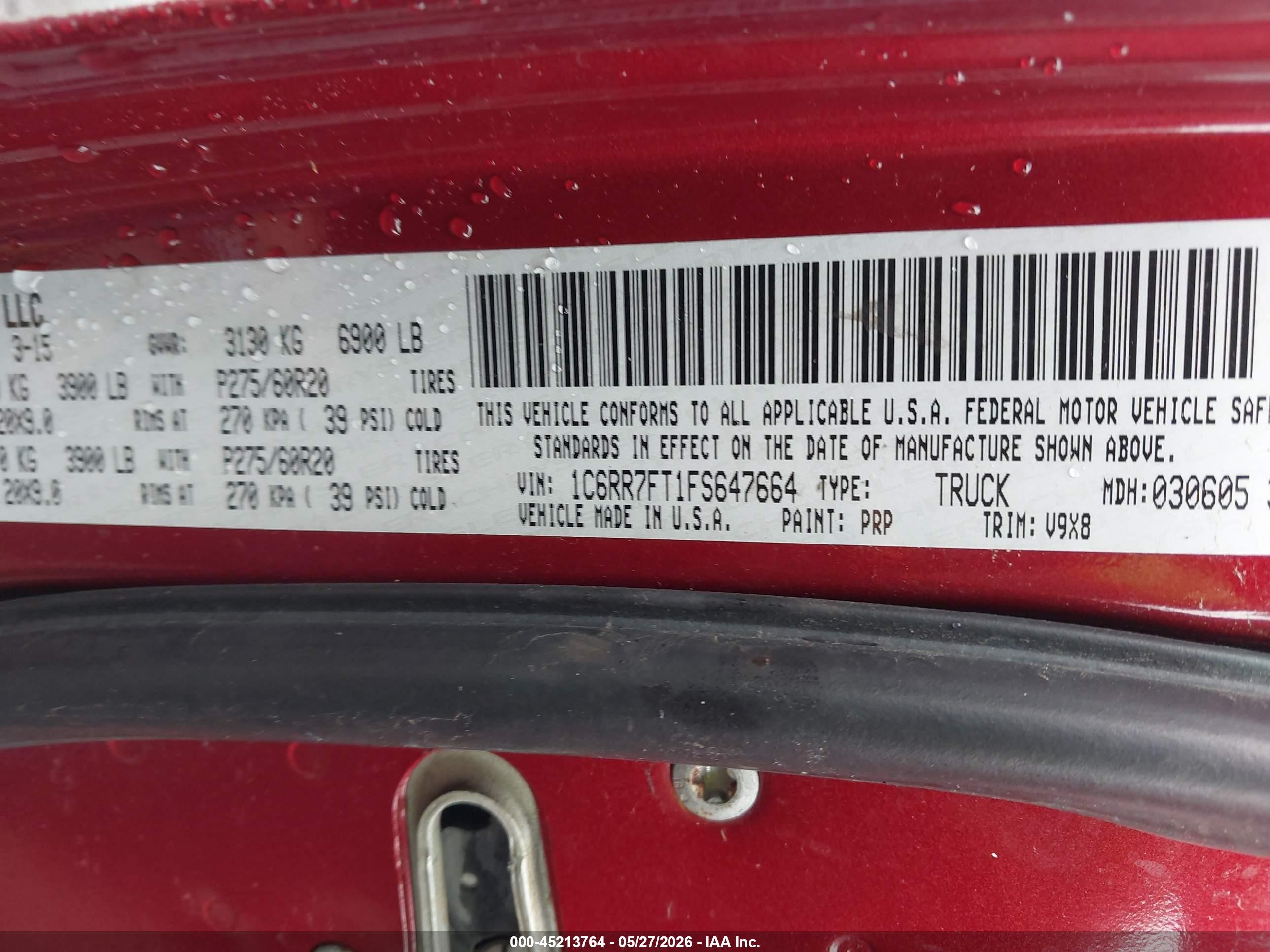 2015 Ram 1500 Express Burgundy vin: 1C6RR7FT1FS647664