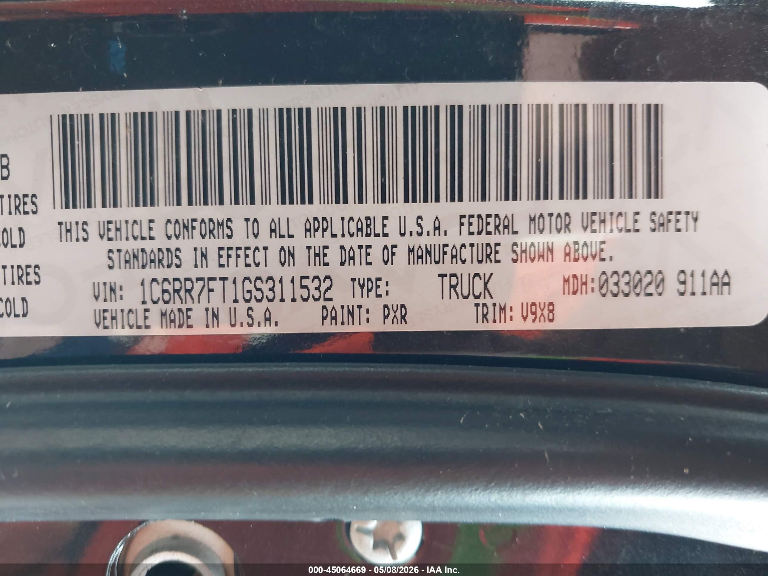 2016 Ram 1500 Express Черный vin: 1C6RR7FT1GS311532