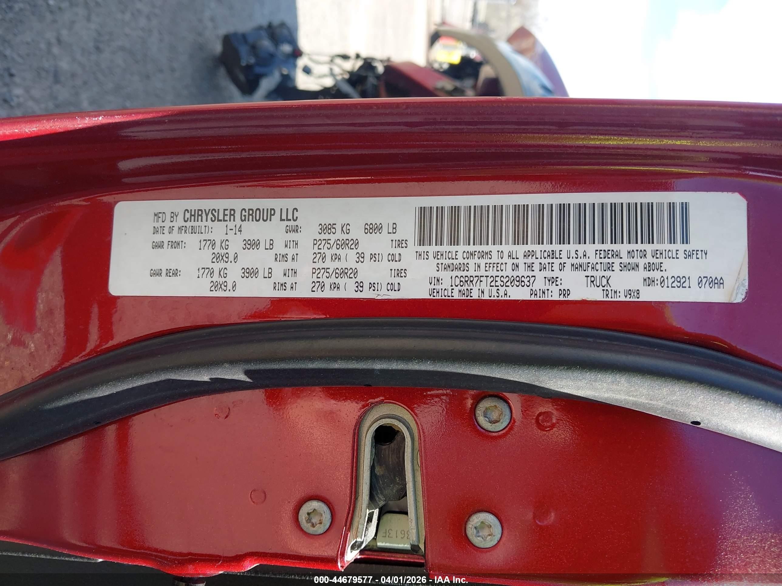 2014 Ram 1500 Express Красный vin: 1C6RR7FT2ES209637