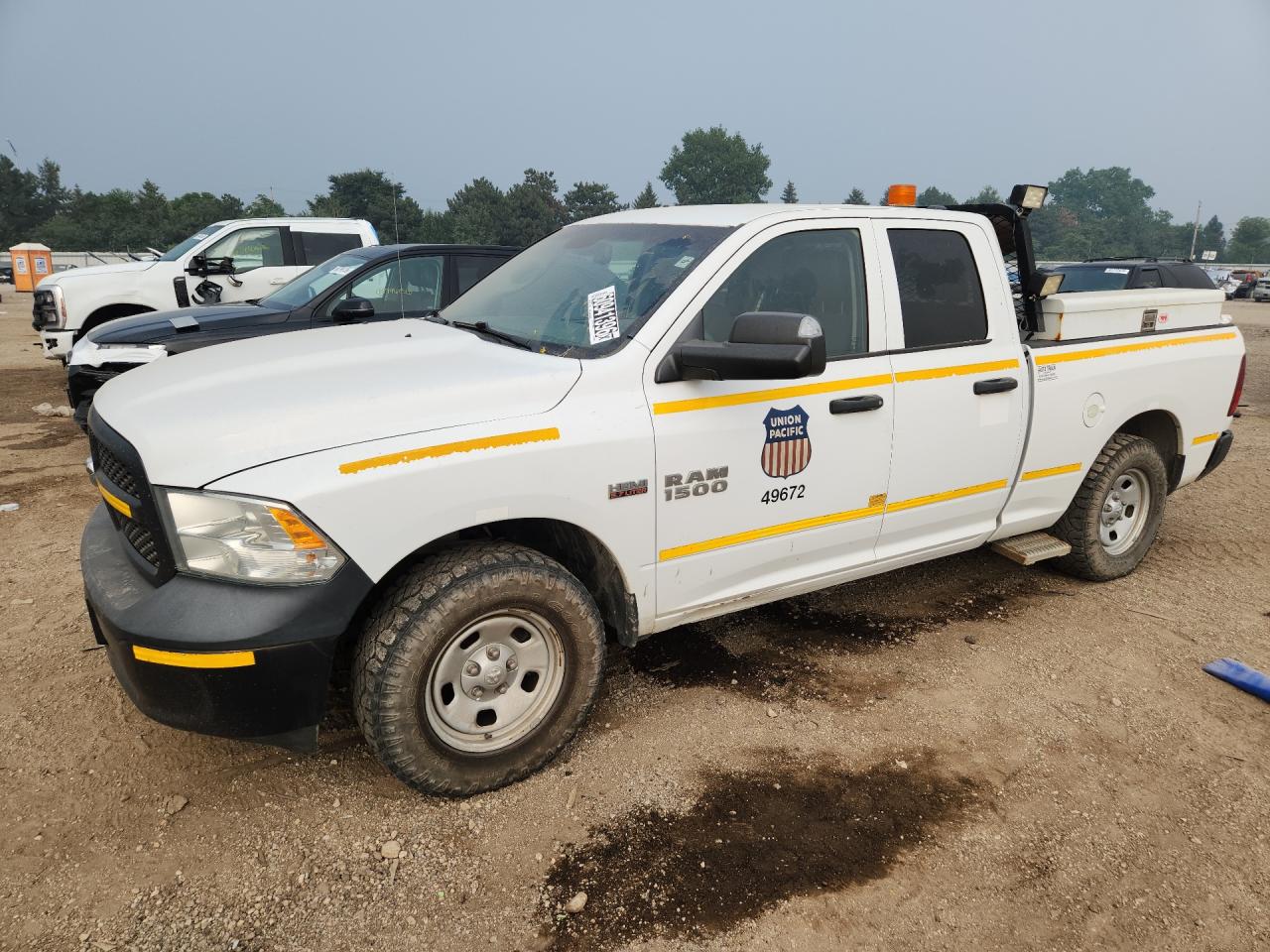 2014 Ram 1500 St White vin: 1C6RR7FT3ES323033 Damage: Left Front Fender, Dent(S) W/ Paint Dmg, 2 To 3 Inches