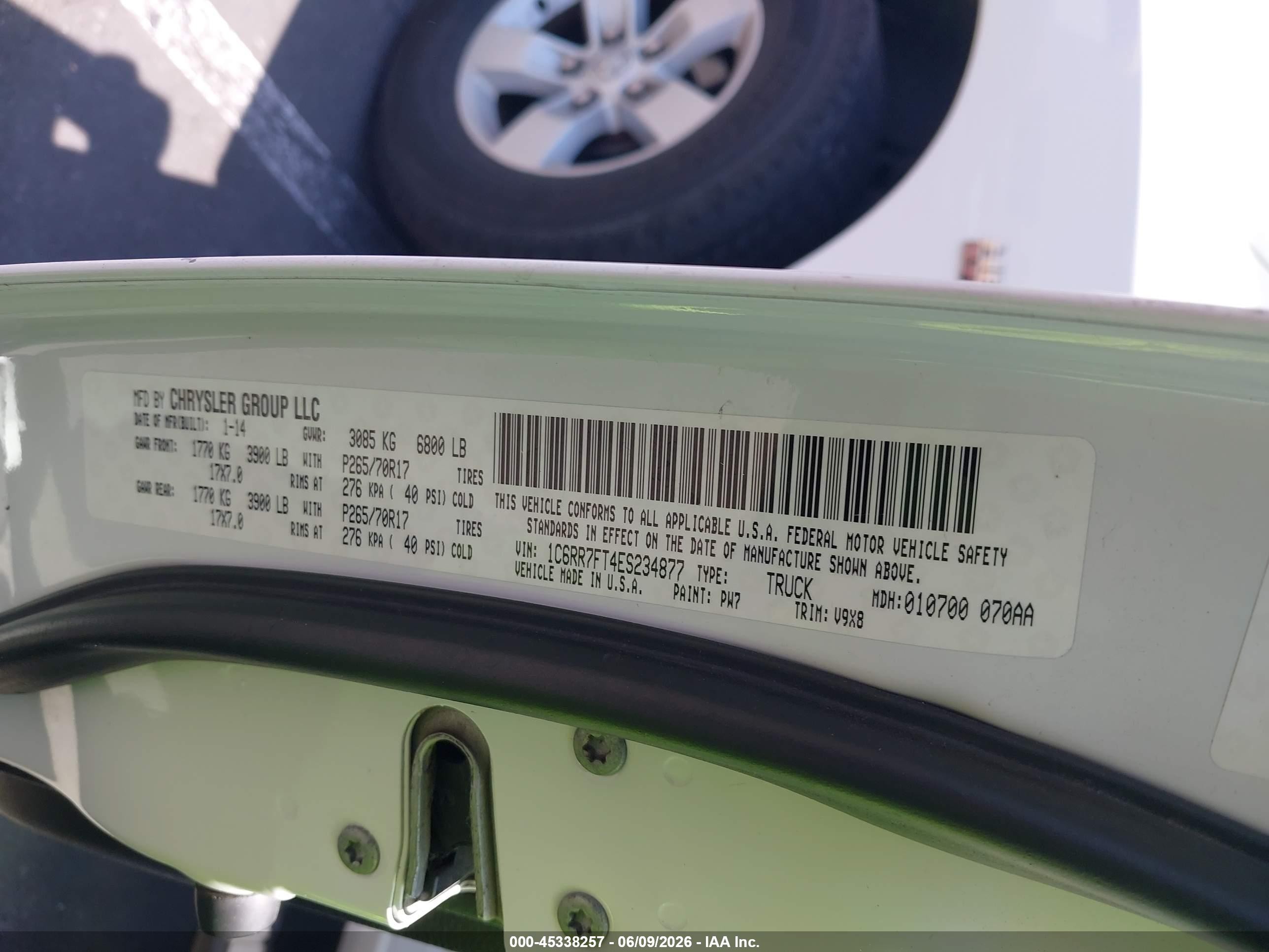 2014 Ram 1500 Tradesman Белый vin: 1C6RR7FT4ES234877