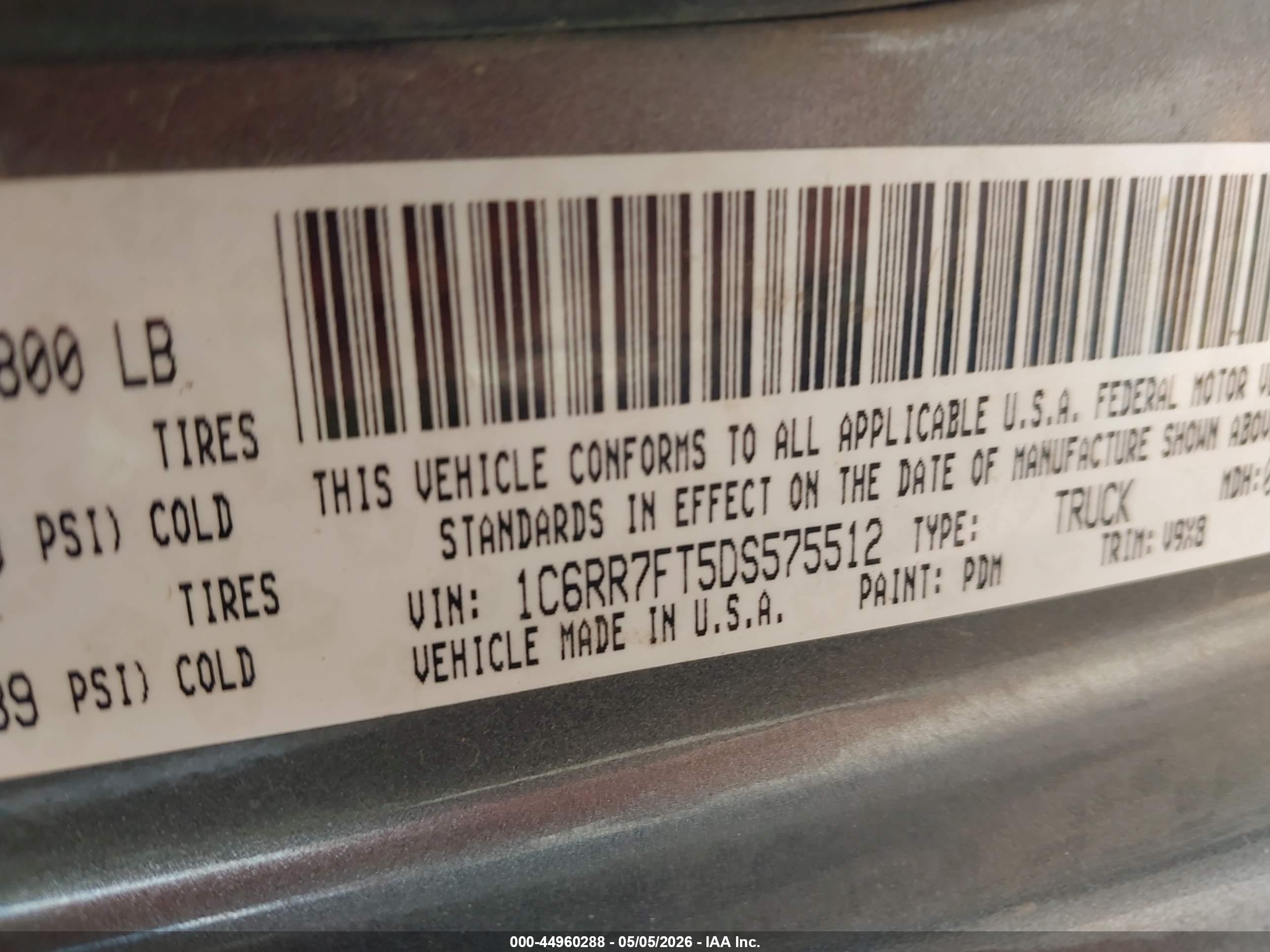 2013 Ram 1500 Express Gray vin: 1C6RR7FT5DS575512