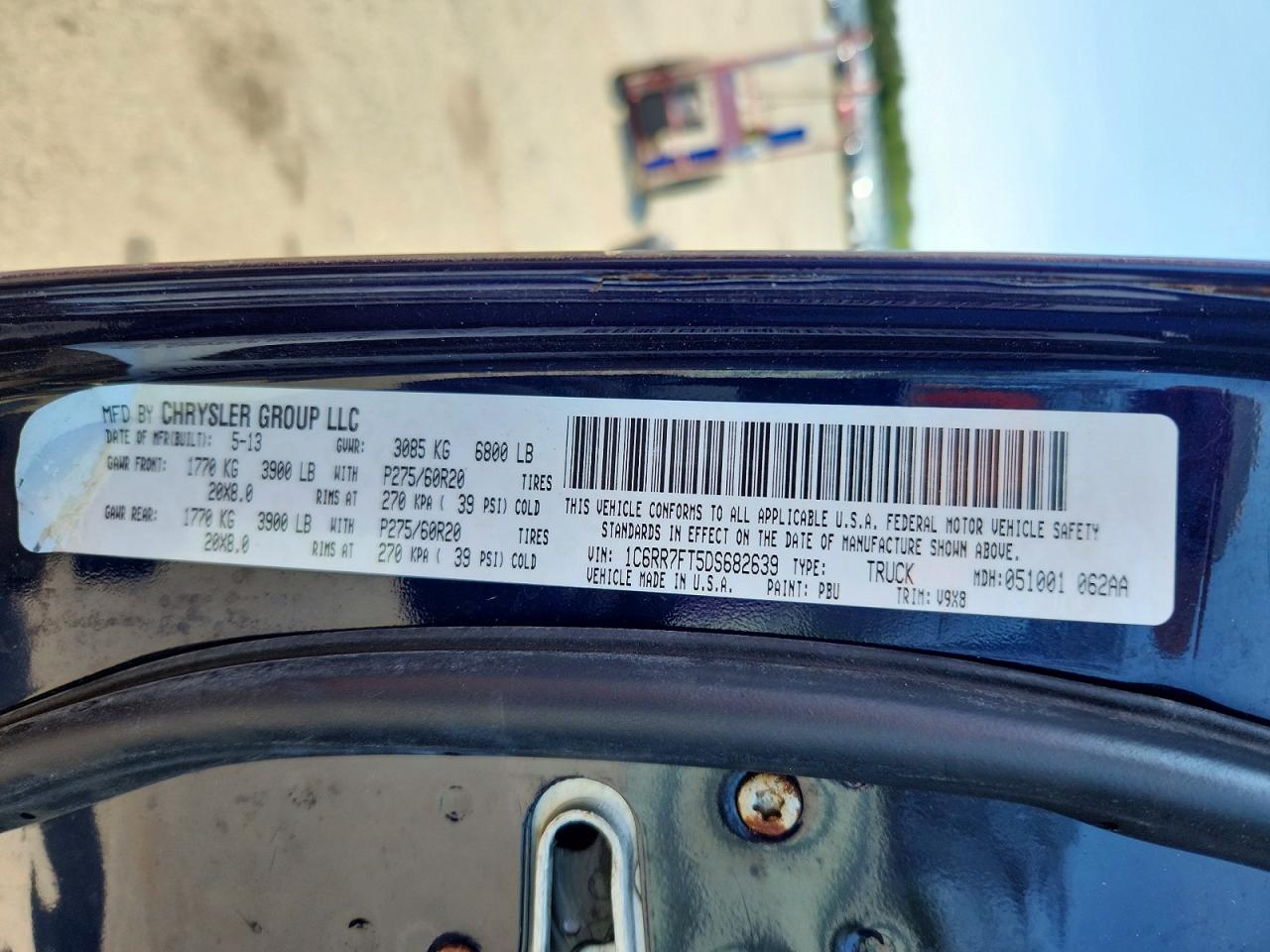 2013 Ram 1500 St Blue vin: 1C6RR7FT5DS682639