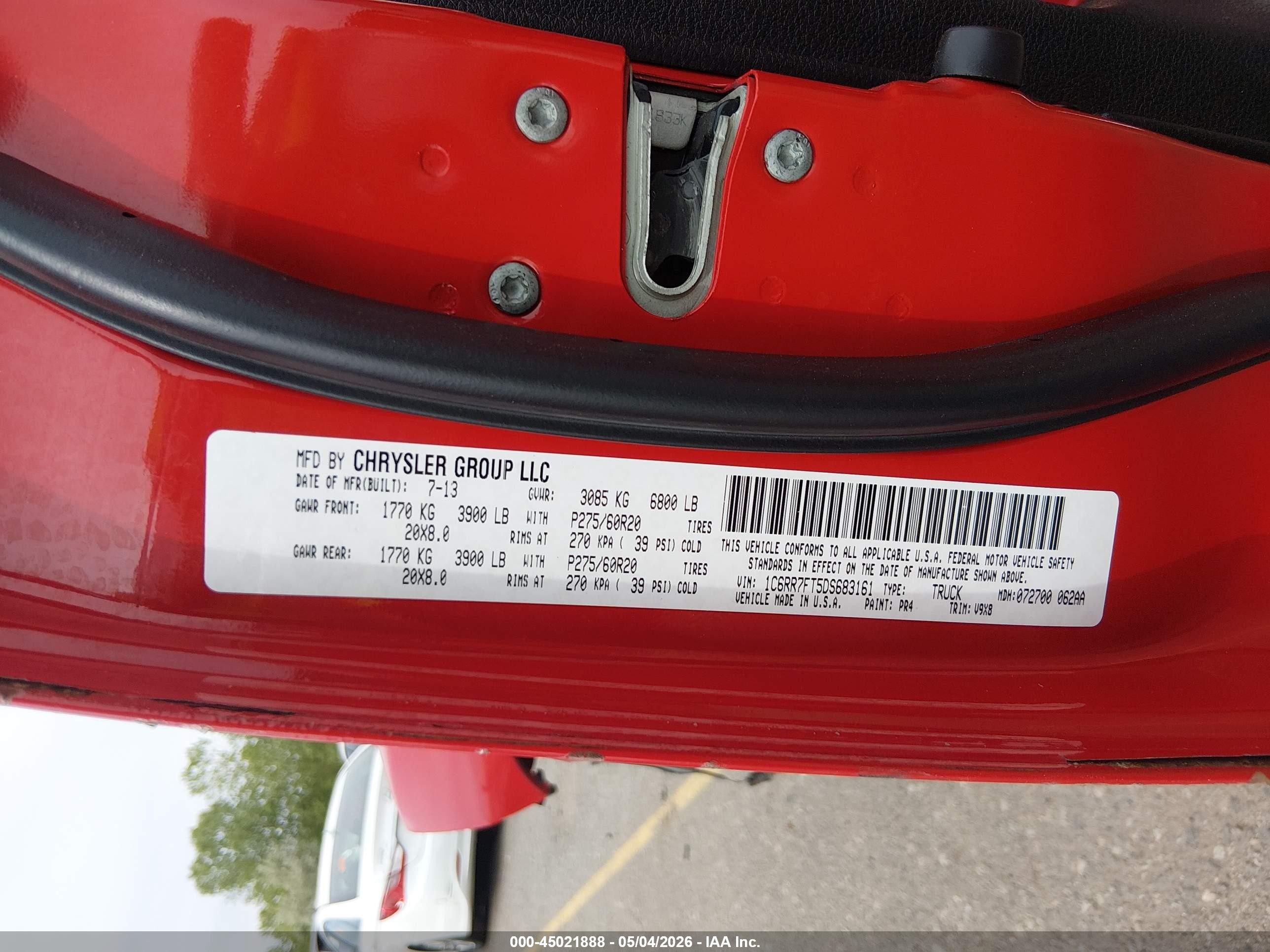2013 Ram 1500 Express Red vin: 1C6RR7FT5DS683161