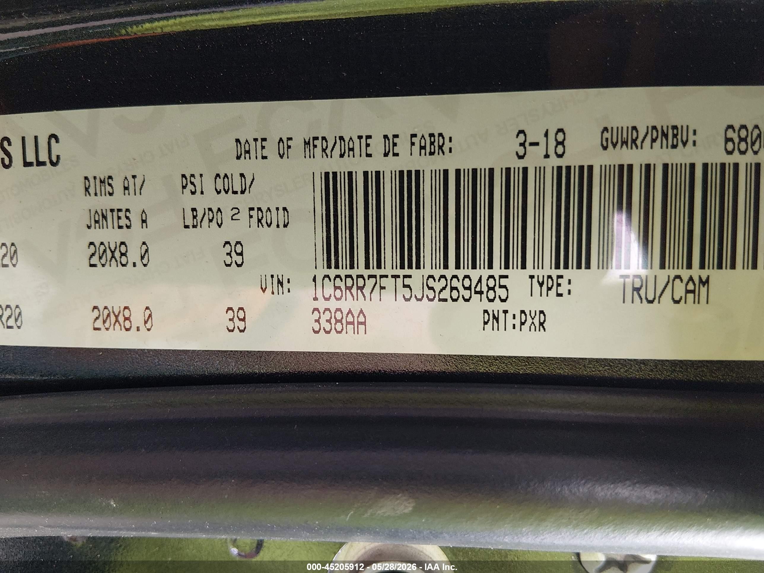 2018 Ram 1500 St Black vin: 1C6RR7FT5JS269485