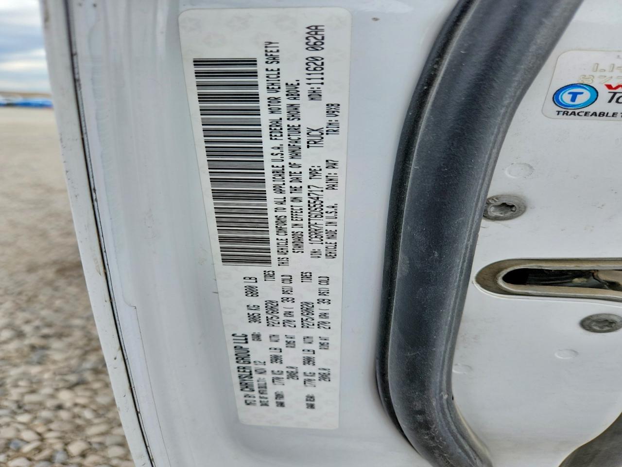 2013 Ram 1500 St White vin: 1C6RR7FT6DS554717