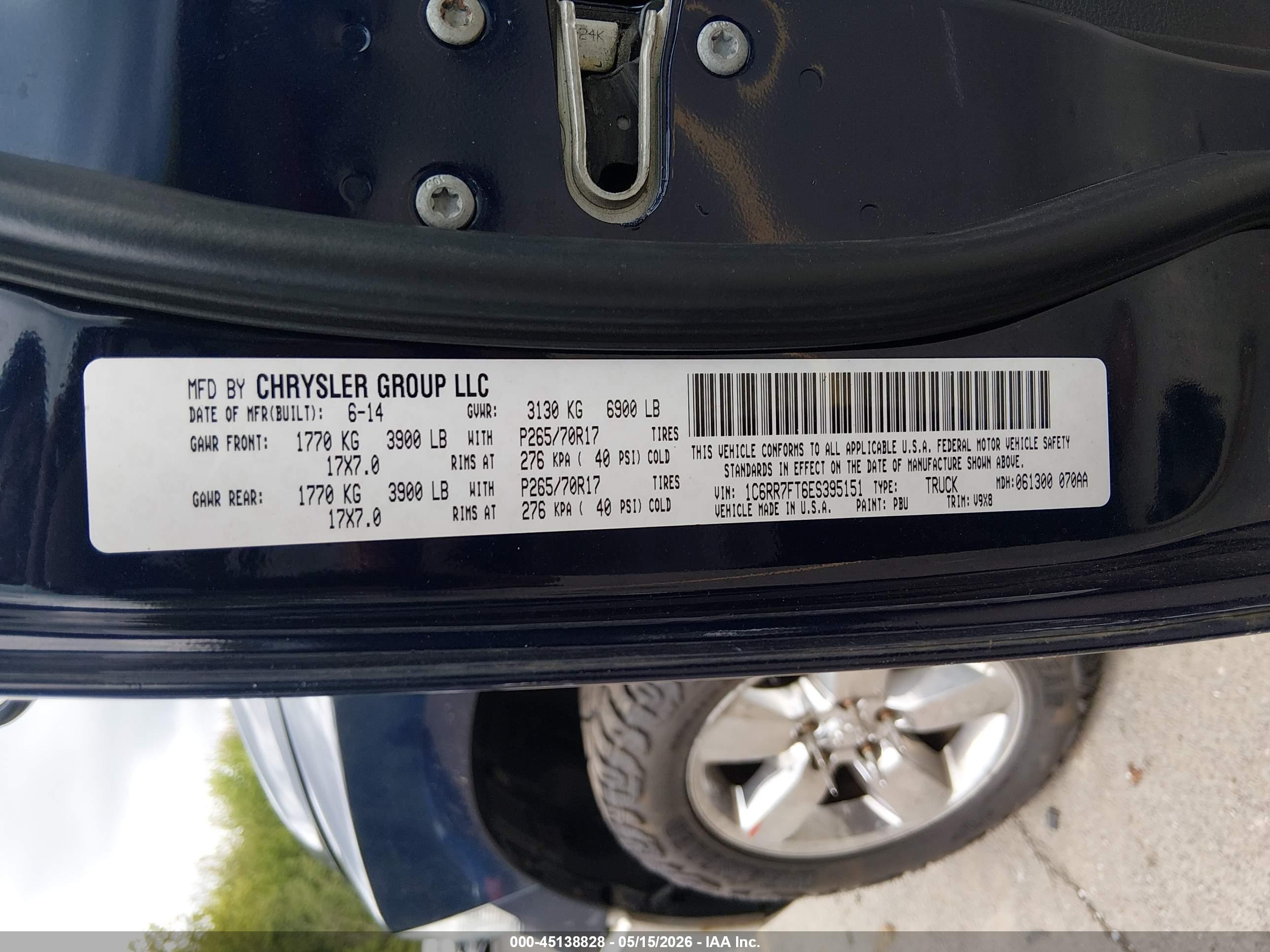 2014 Ram 1500 Tradesman Blue vin: 1C6RR7FT6ES395151