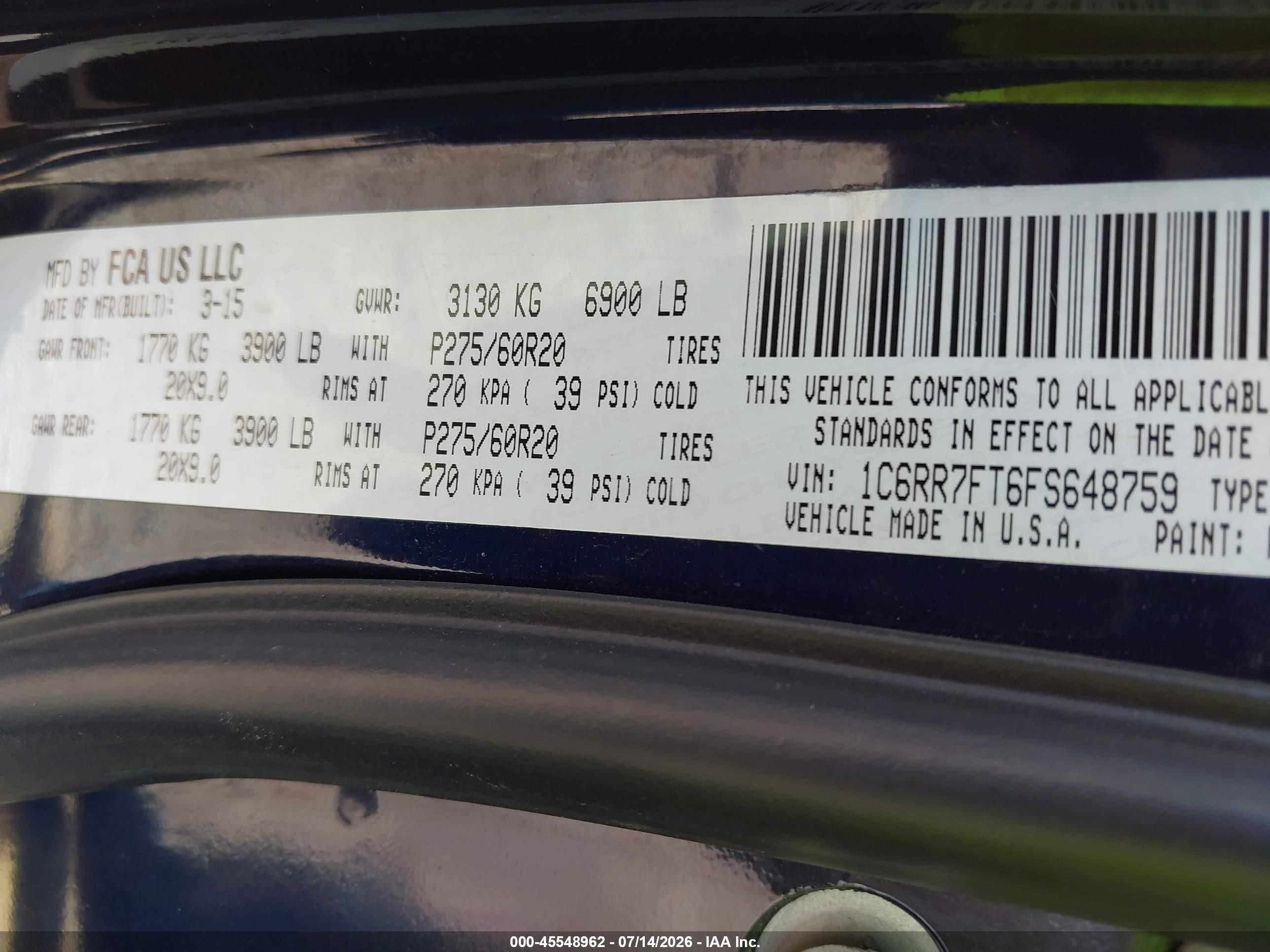 2015 Ram 1500 Express Синий vin: 1C6RR7FT6FS648759