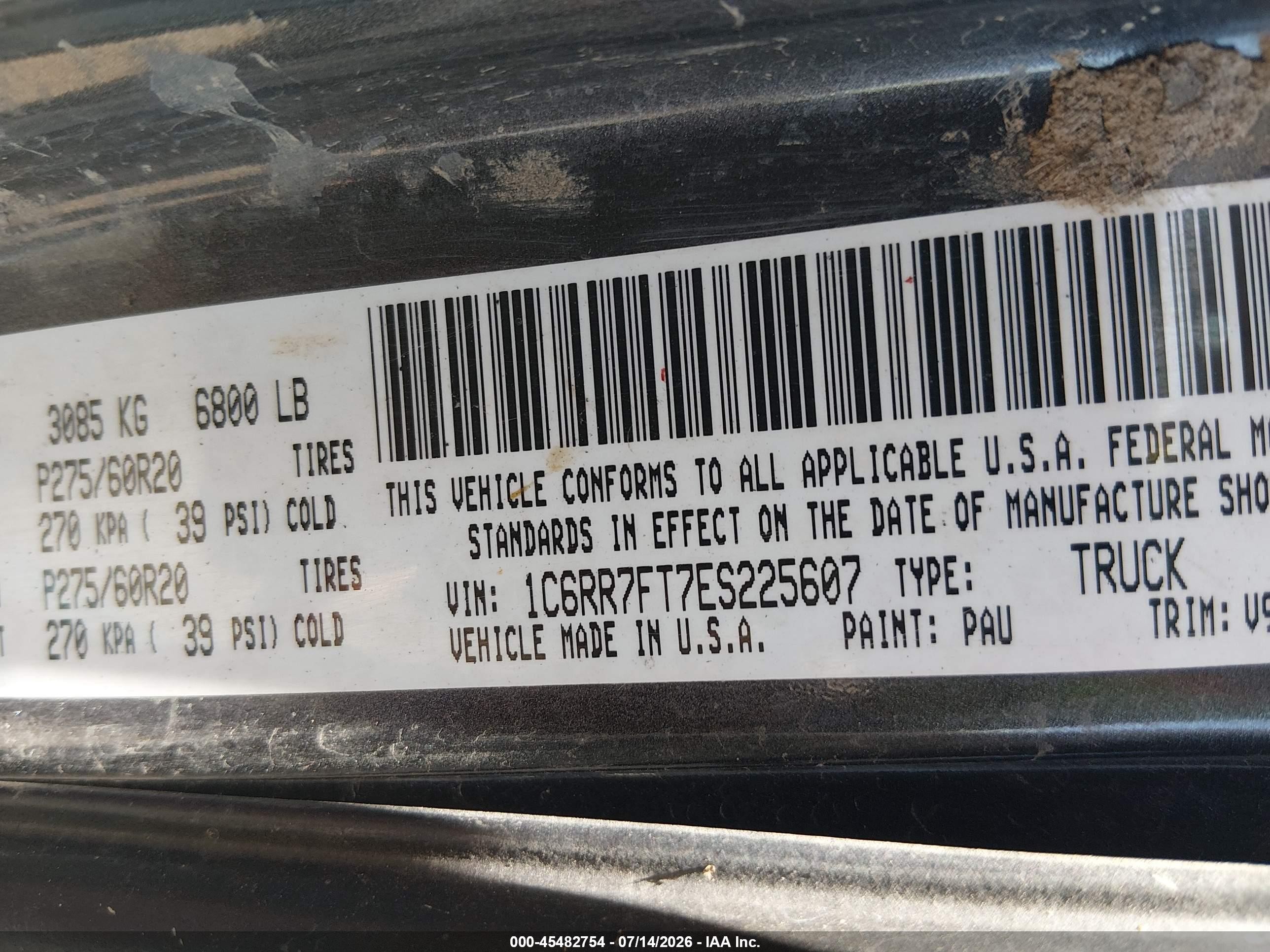 2014 Ram 1500 Express Gray vin: 1C6RR7FT7ES225607