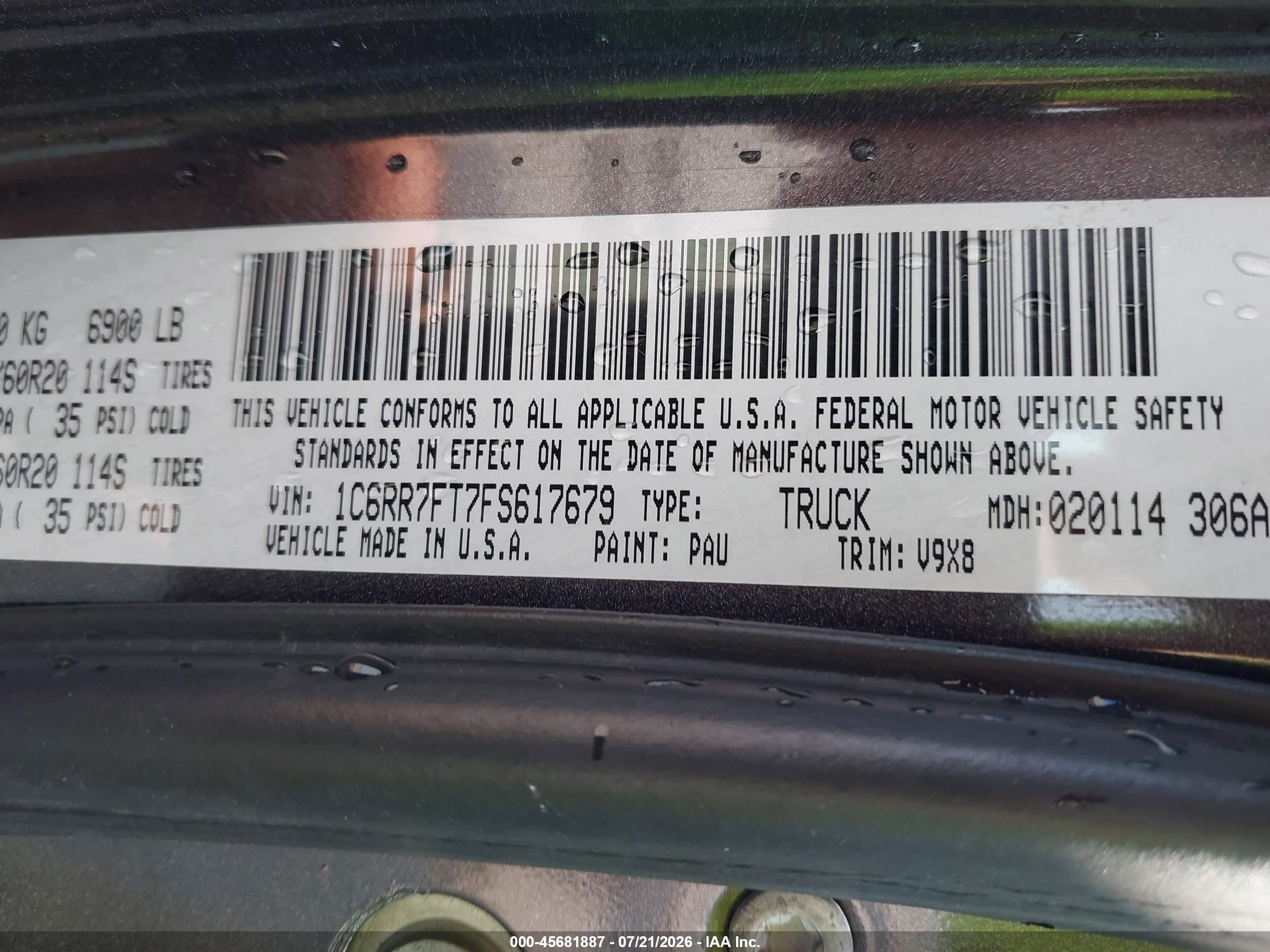 2015 Ram 1500 Express Gray vin: 1C6RR7FT7FS617679