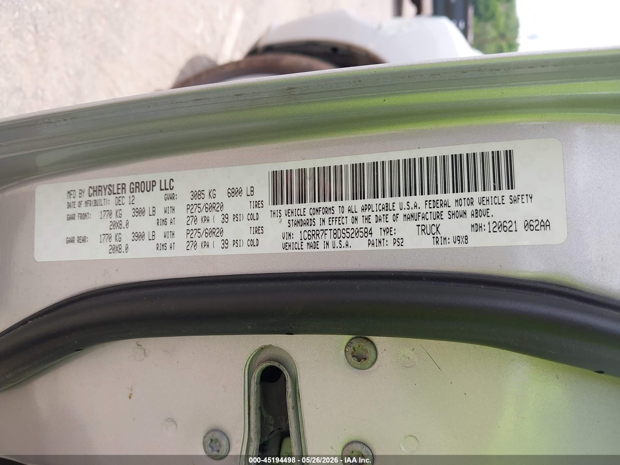 2013 Ram 1500 Express Серебряный vin: 1C6RR7FT8DS520584