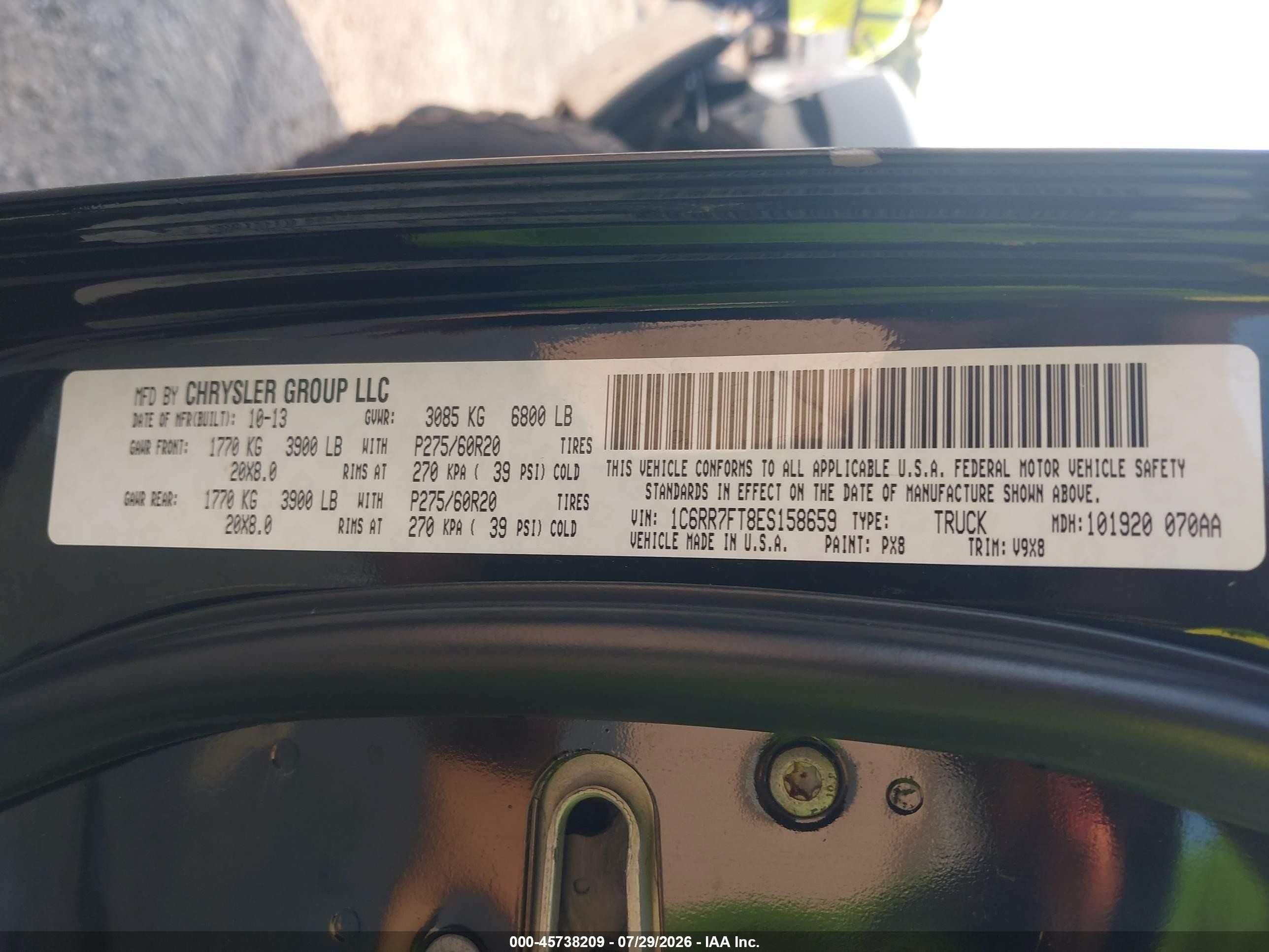 2014 Ram 1500 Express Black vin: 1C6RR7FT8ES158659