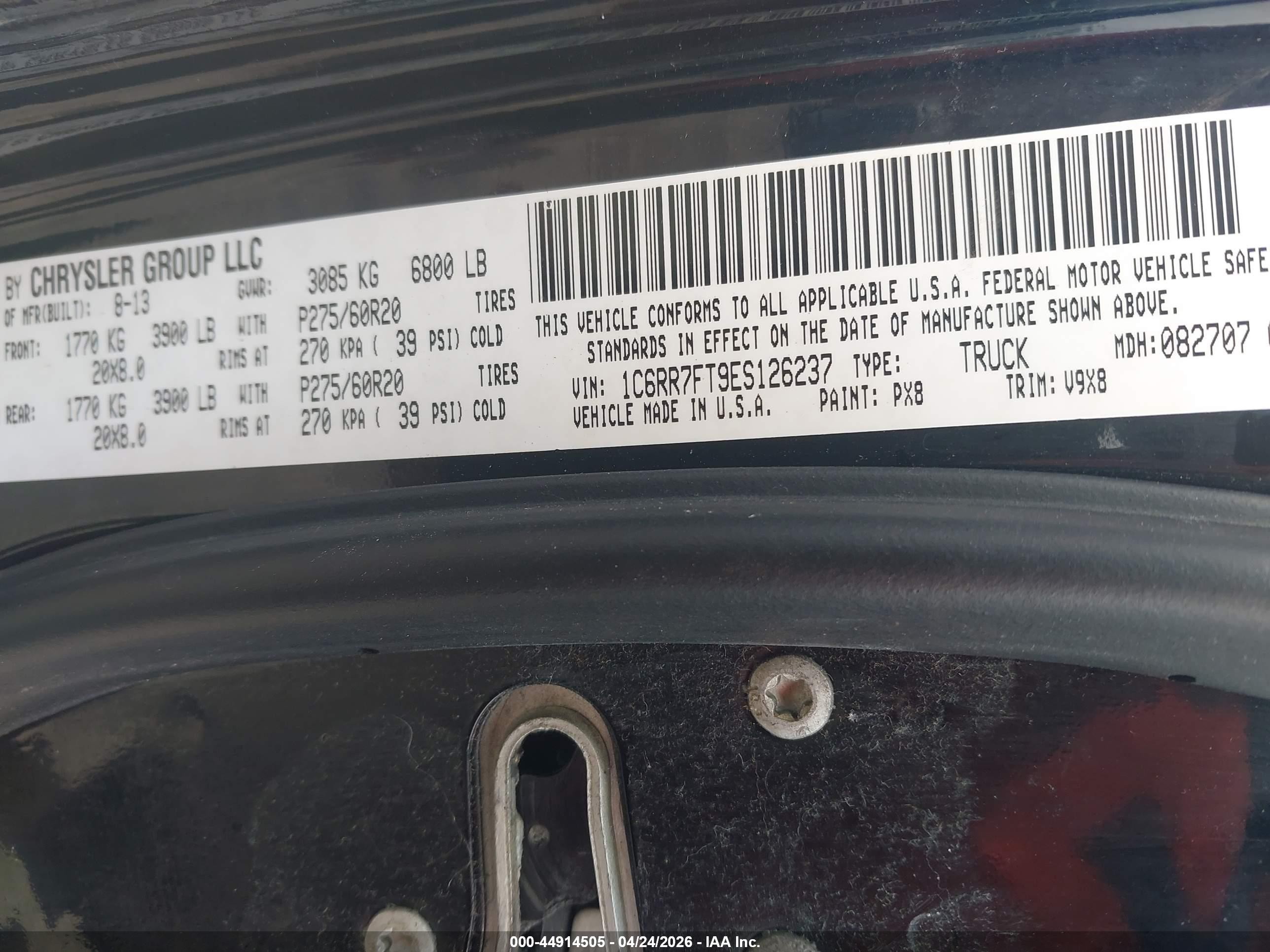 2014 Ram 1500 Express Black vin: 1C6RR7FT9ES126237