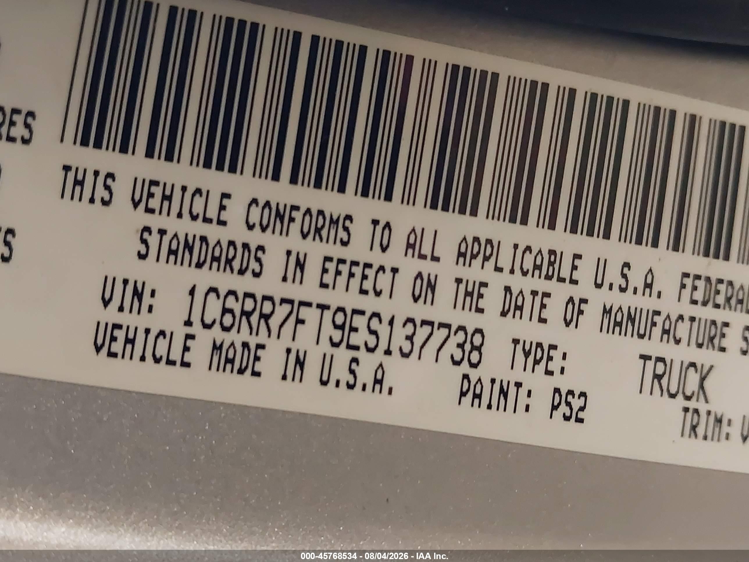 2014 Ram 1500 Tradesman Silver vin: 1C6RR7FT9ES137738