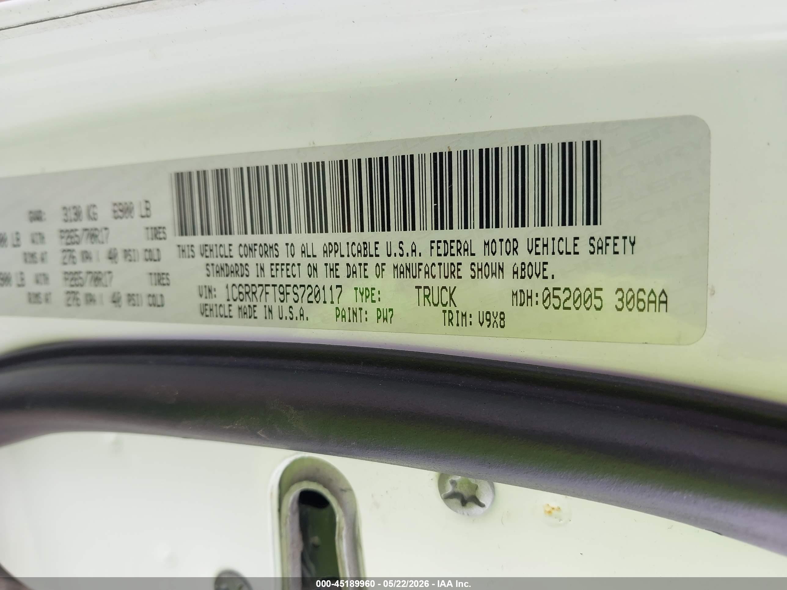 2015 Ram 1500 Tradesman Белый vin: 1C6RR7FT9FS720117