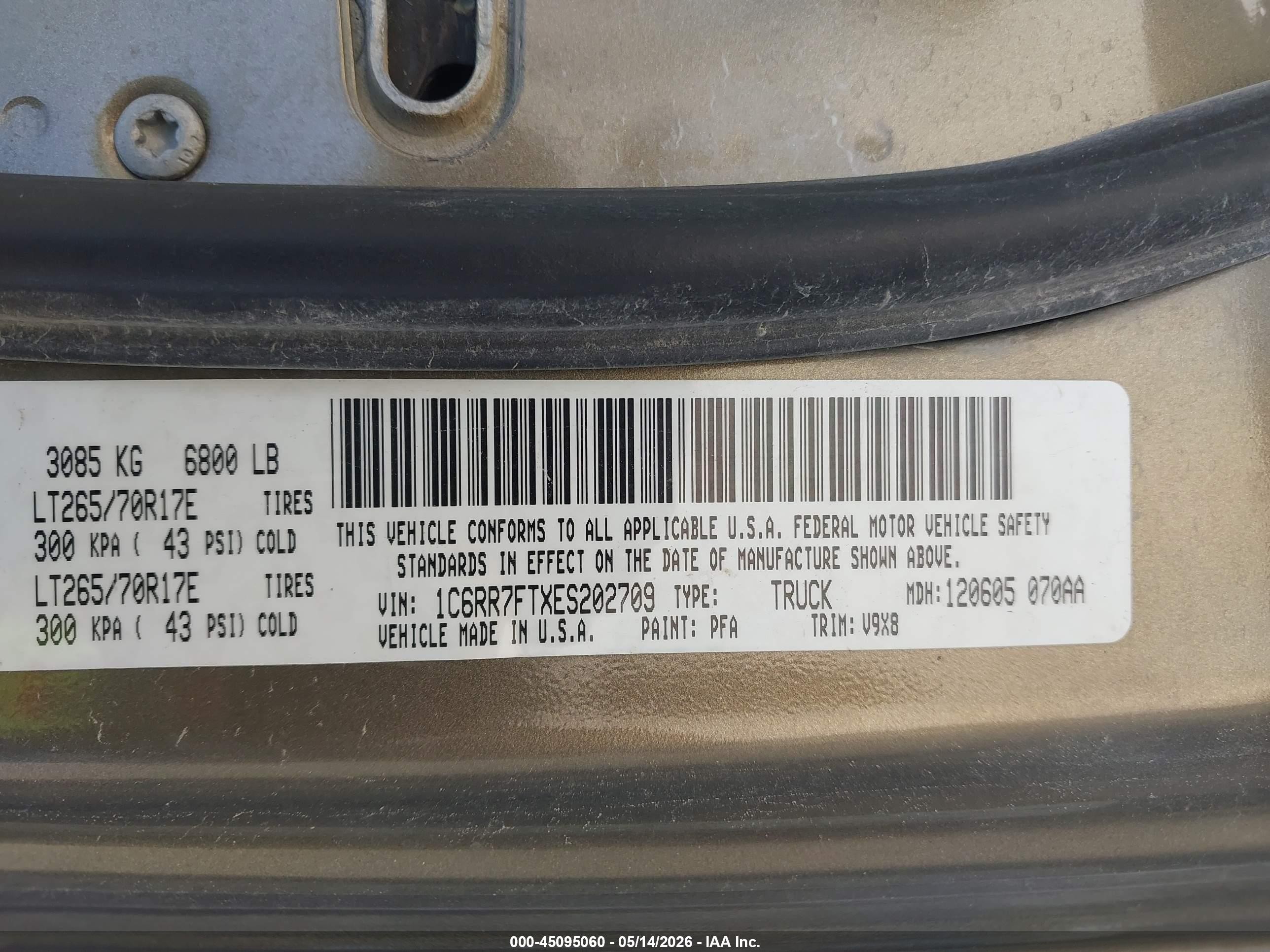 2014 Ram 1500 Tradesman Gray vin: 1C6RR7FTXES202709