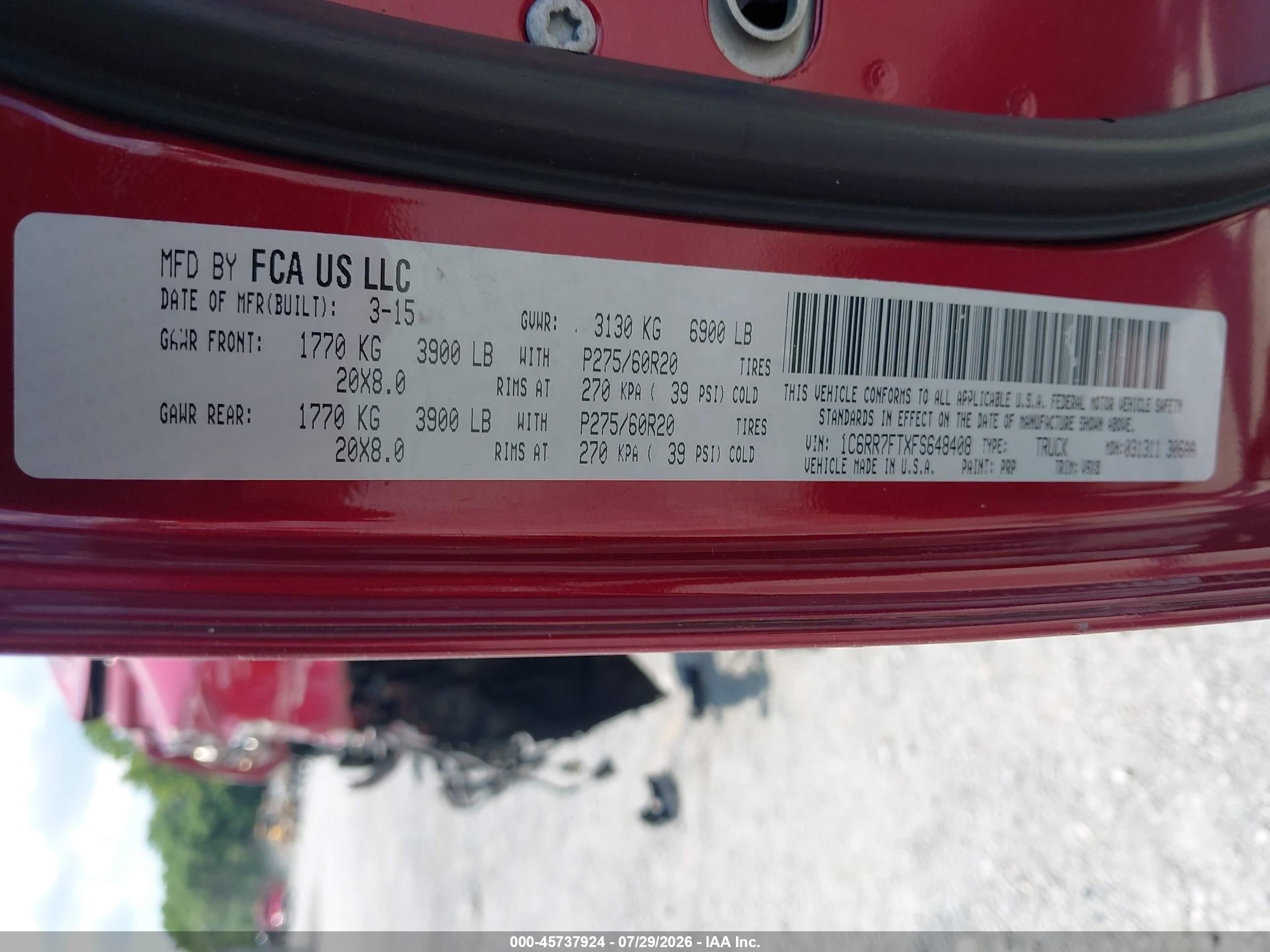 2015 Ram 1500 Express Burgundy vin: 1C6RR7FTXFS648408