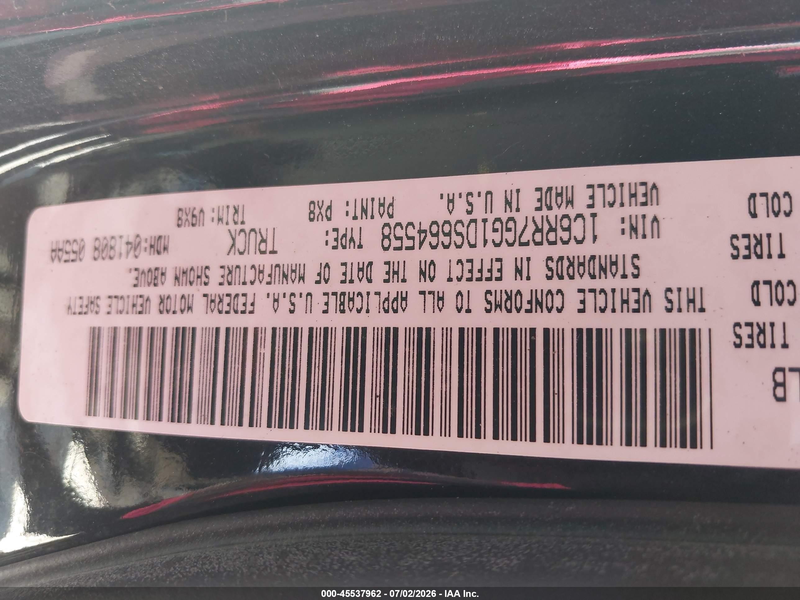 2013 Ram 1500 Slt Black vin: 1C6RR7GG1DS664558
