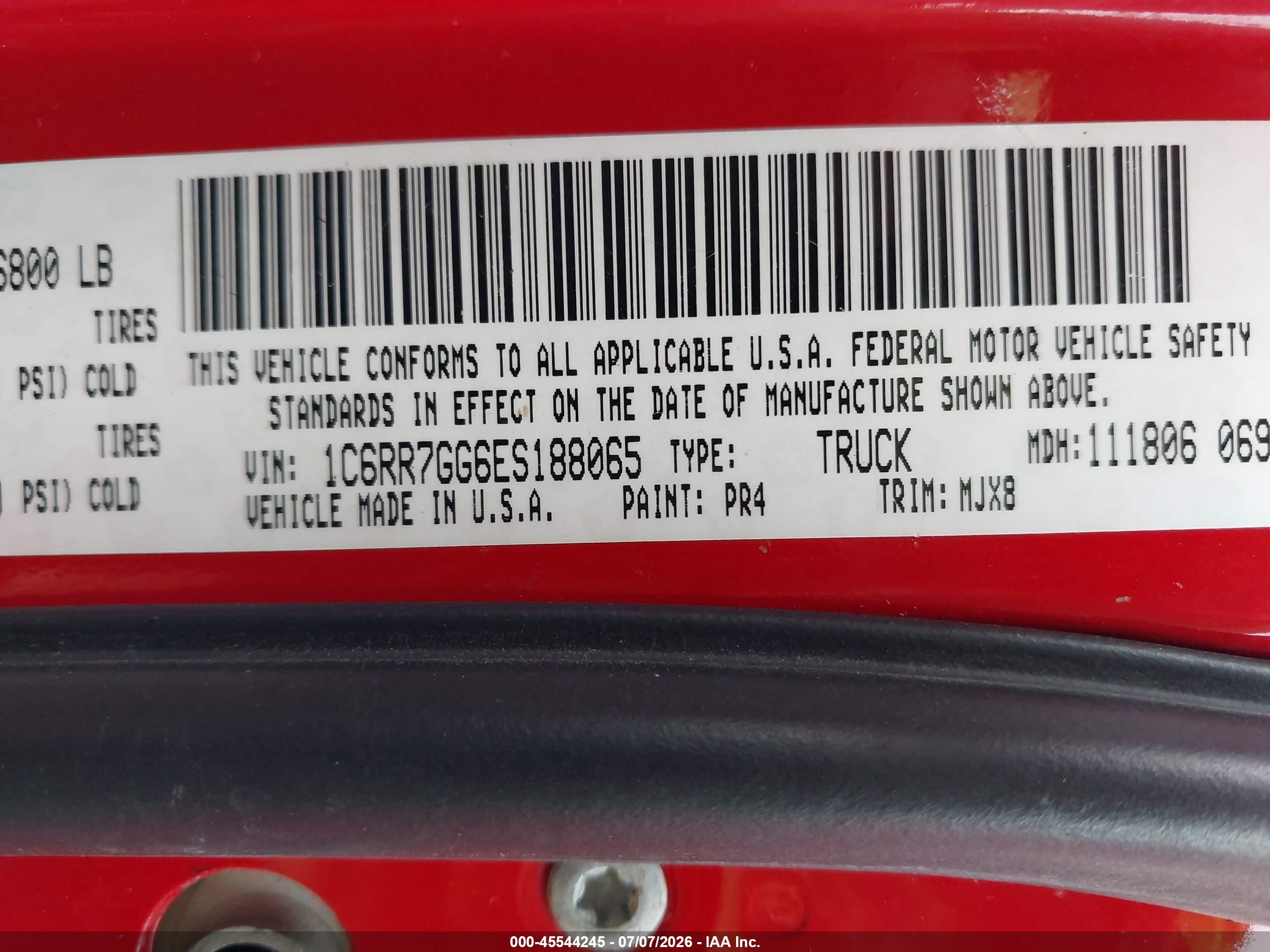 2014 Ram 1500 Big Horn Red vin: 1C6RR7GG6ES188065