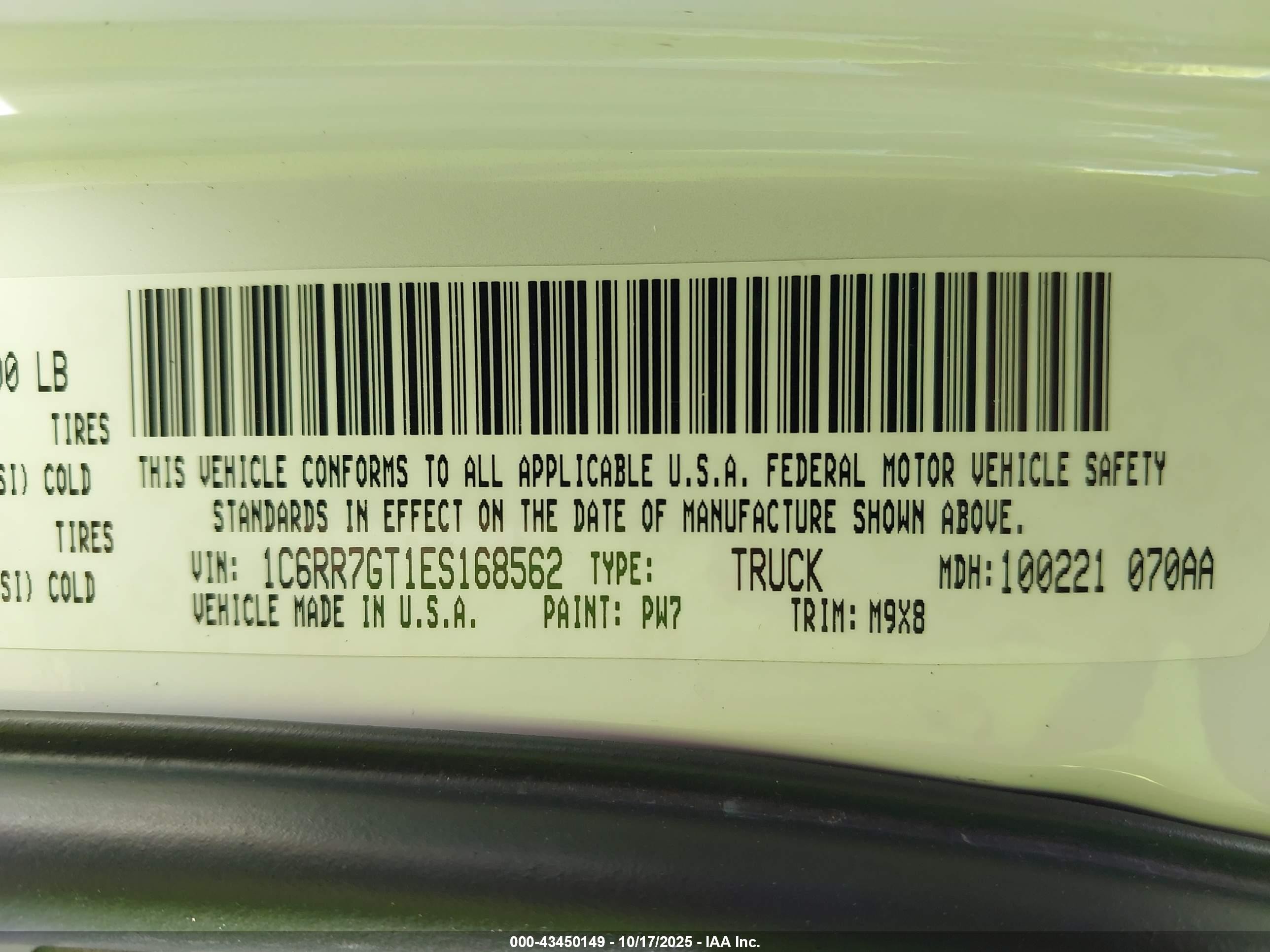 2014 Ram 1500 Slt White vin: 1C6RR7GT1ES168562