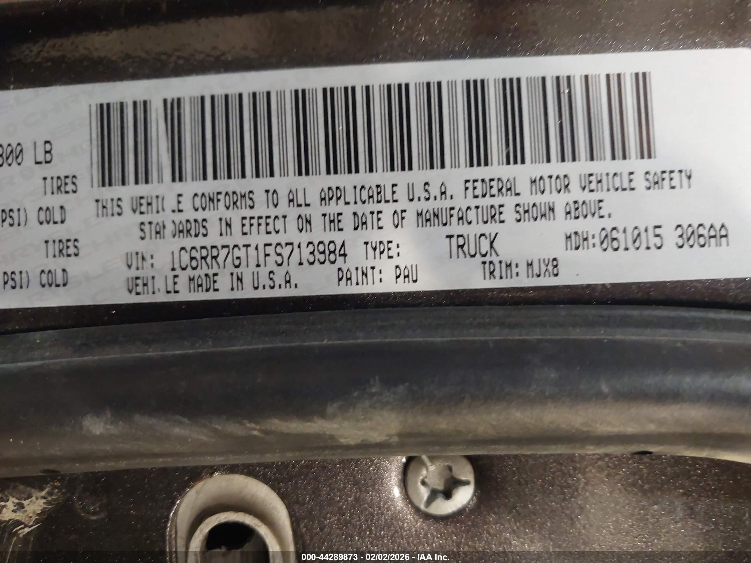2015 Ram 1500 Outdoorsman Gray vin: 1C6RR7GT1FS713984