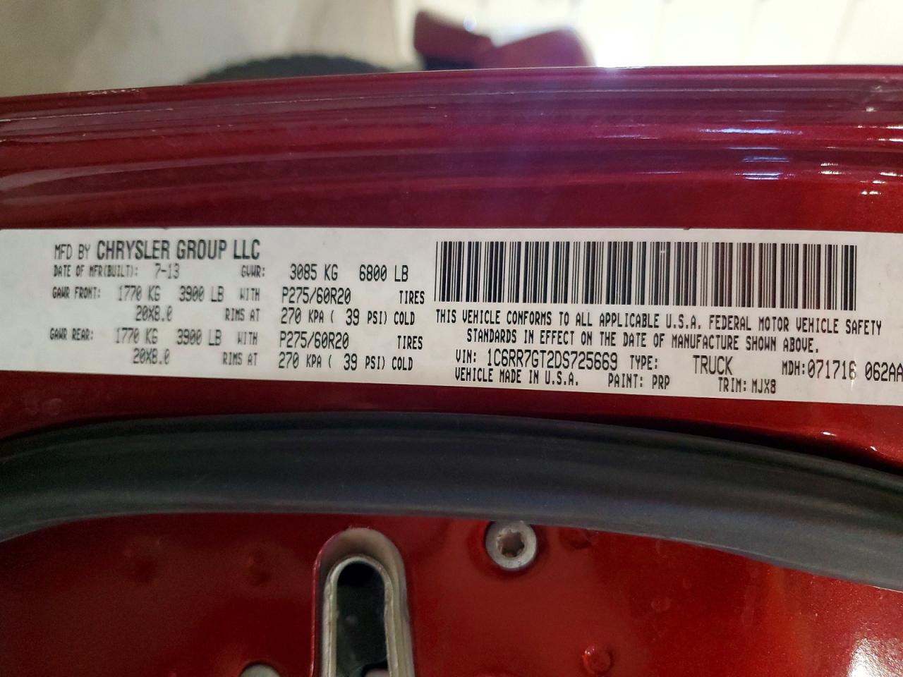 2013 Ram 1500 Slt Red vin: 1C6RR7GT2DS725669