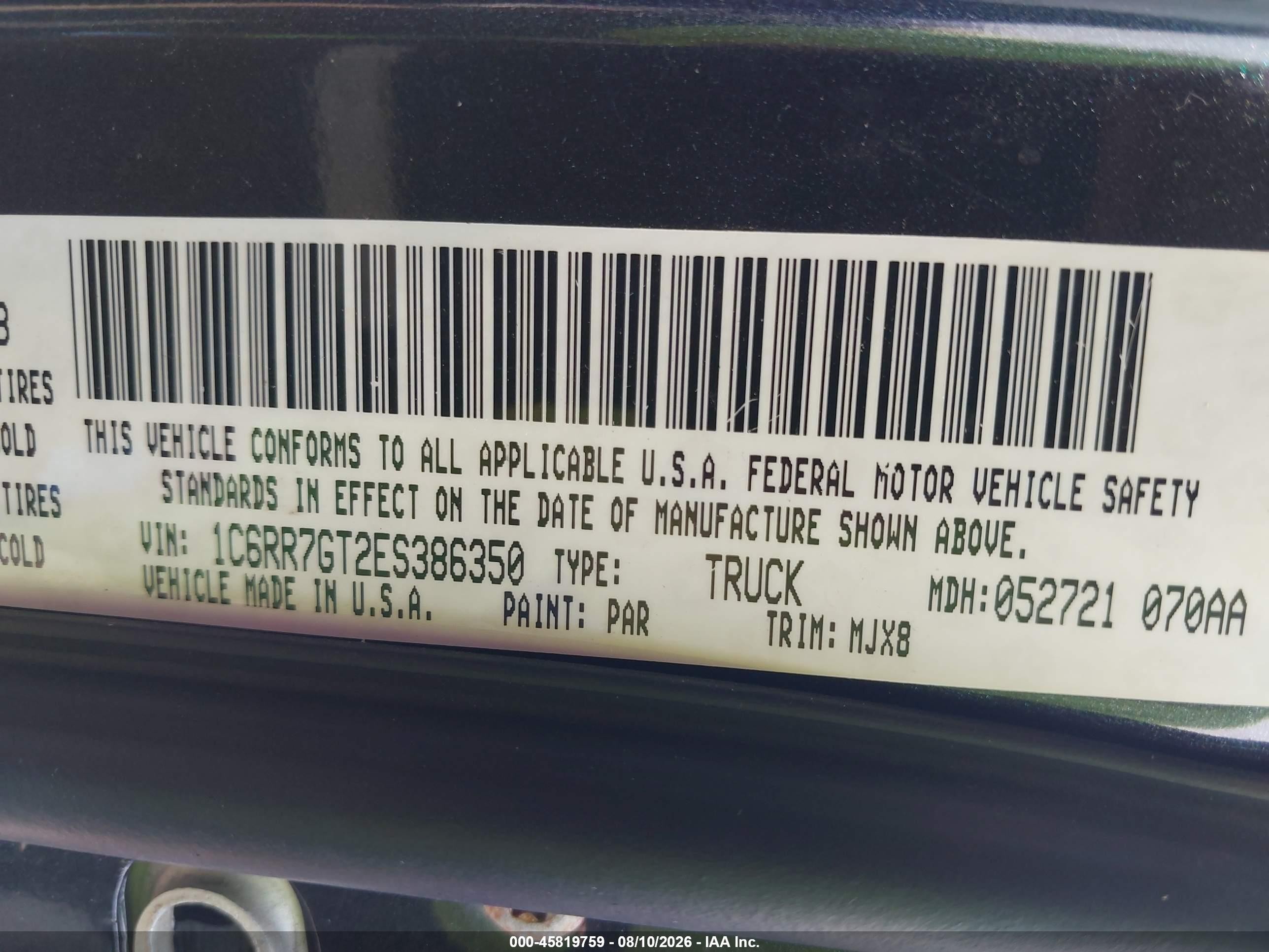 2014 Ram 1500 Big Horn Gray vin: 1C6RR7GT2ES386350