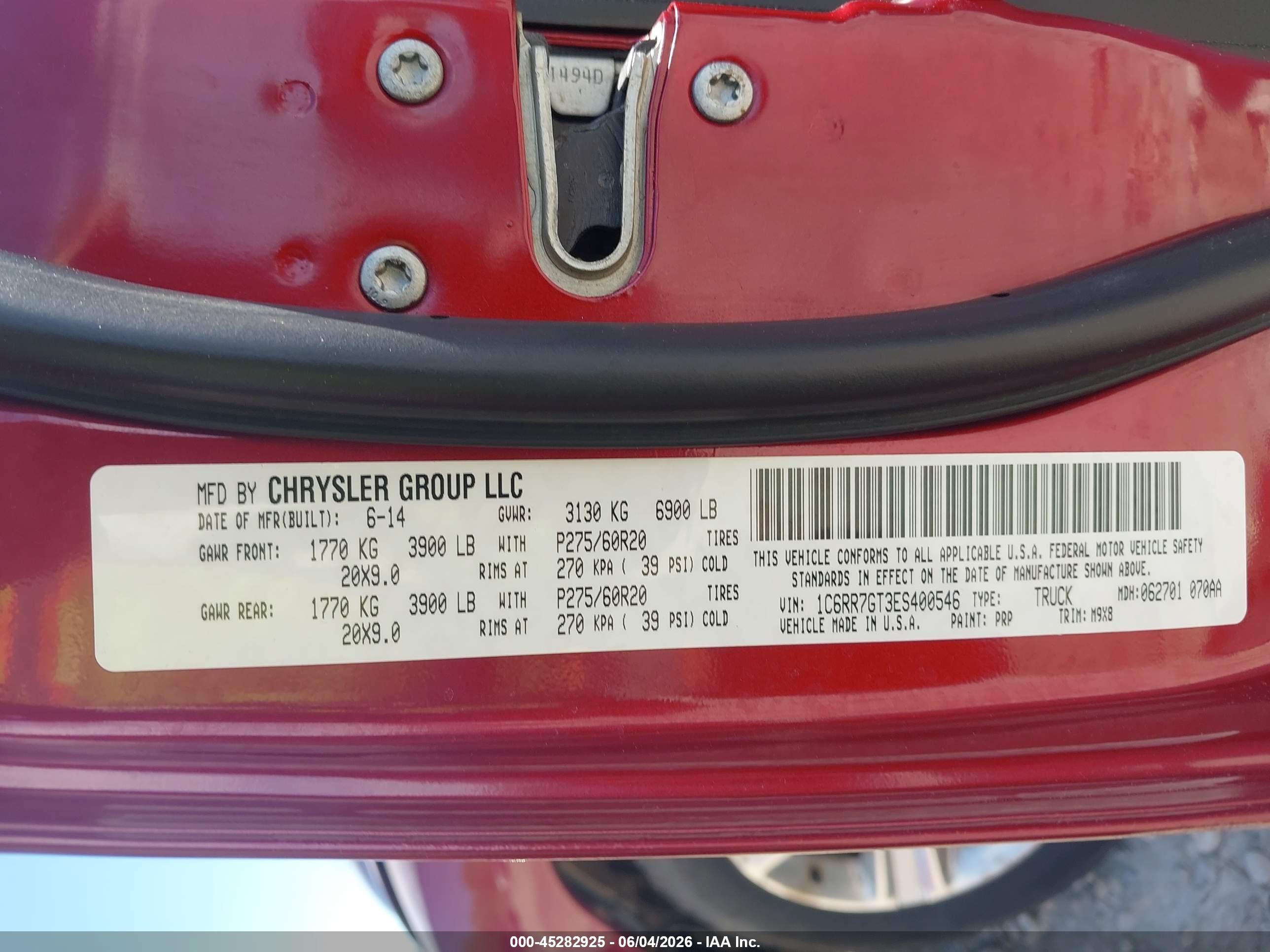 2014 Ram 1500 Big Horn Красный vin: 1C6RR7GT3ES400546
