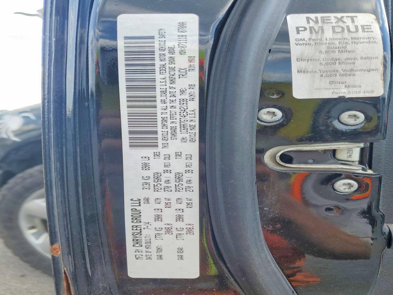 2014 Ram 1500 Slt Black vin: 1C6RR7GT4ES421938