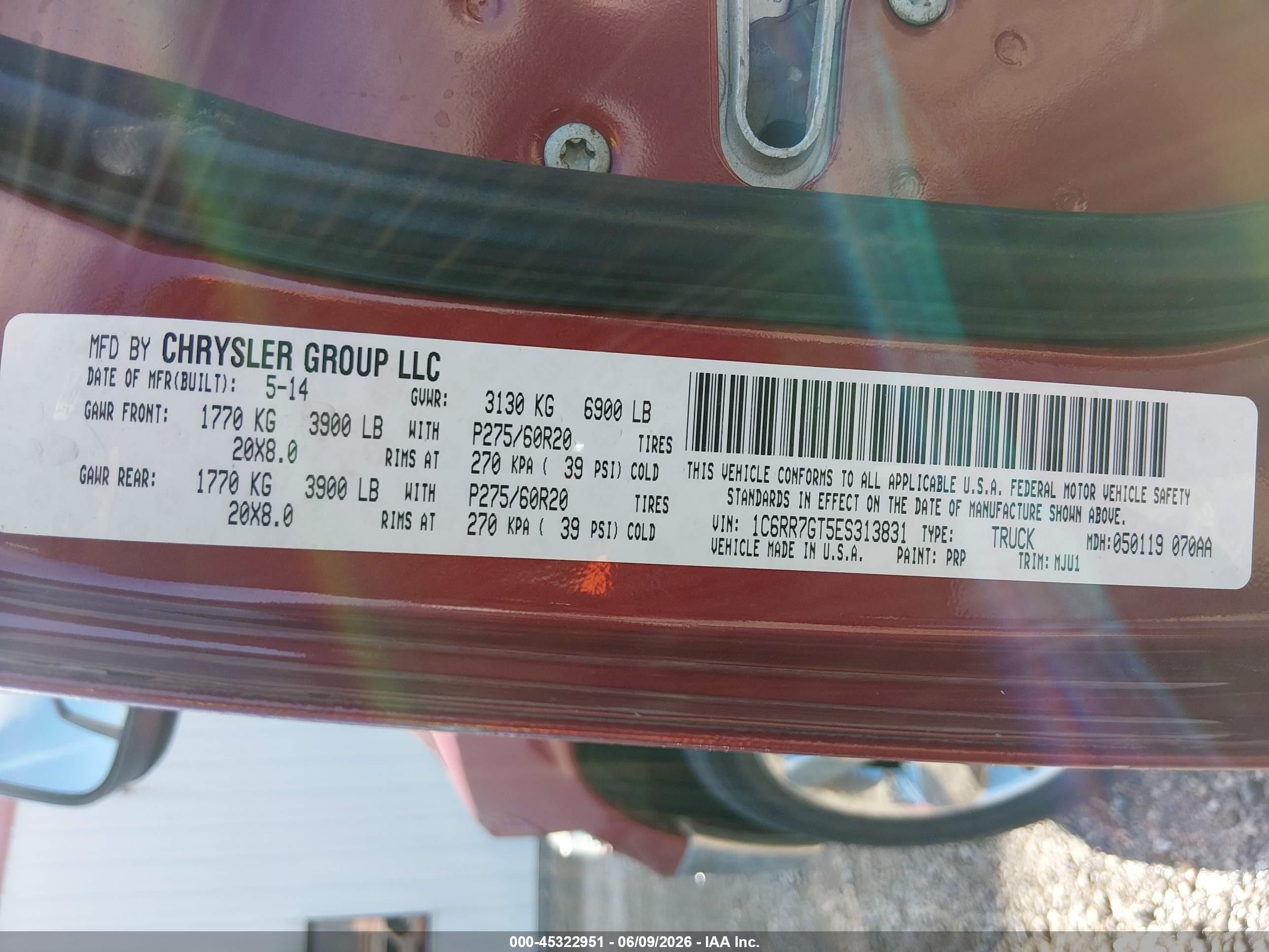 2014 Ram 1500 Big Horn Red vin: 1C6RR7GT5ES313831