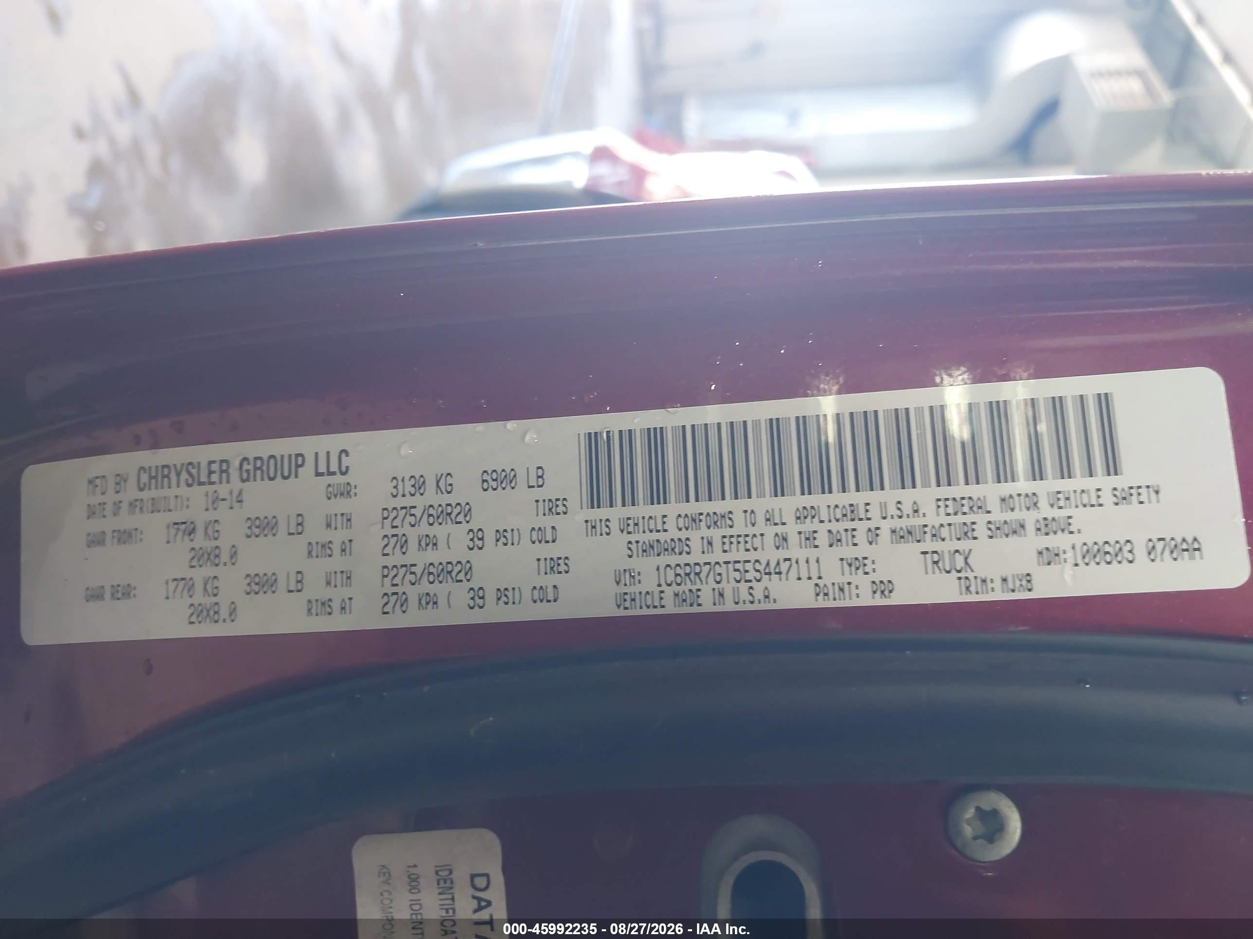 2014 Ram 1500 Big Horn Red vin: 1C6RR7GT5ES447111