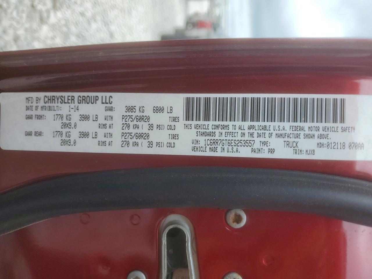 2014 Ram 1500 Slt Red vin: 1C6RR7GT6ES253557