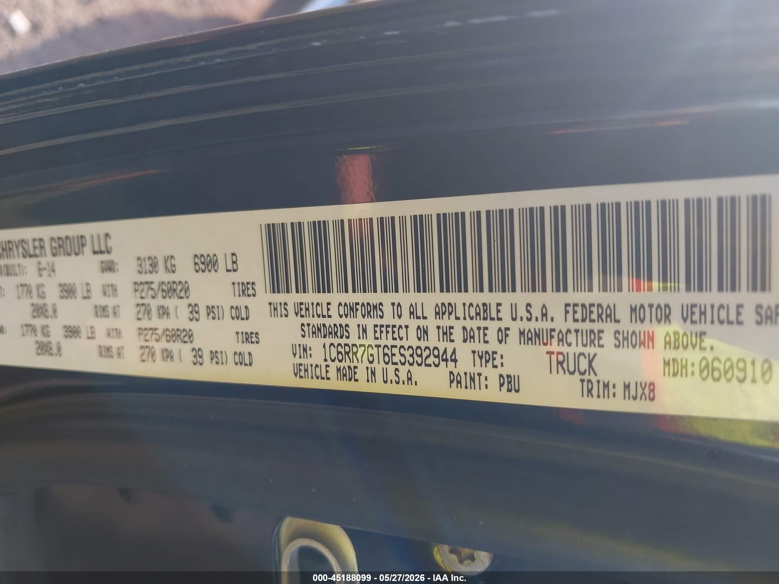 2014 Ram 1500 Big Horn Navy vin: 1C6RR7GT6ES392944
