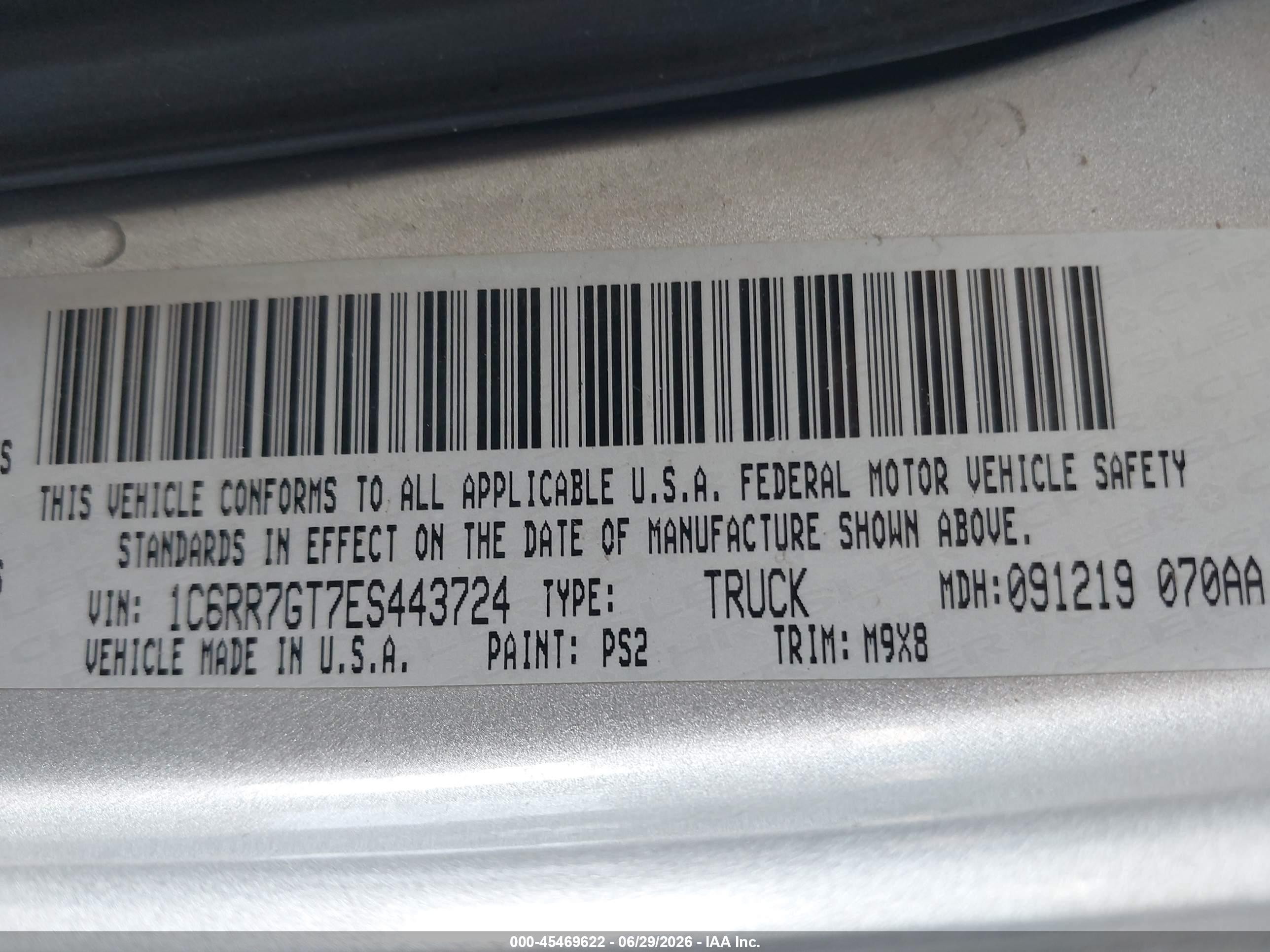 2014 Ram 1500 Big Horn Gray vin: 1C6RR7GT7ES443724