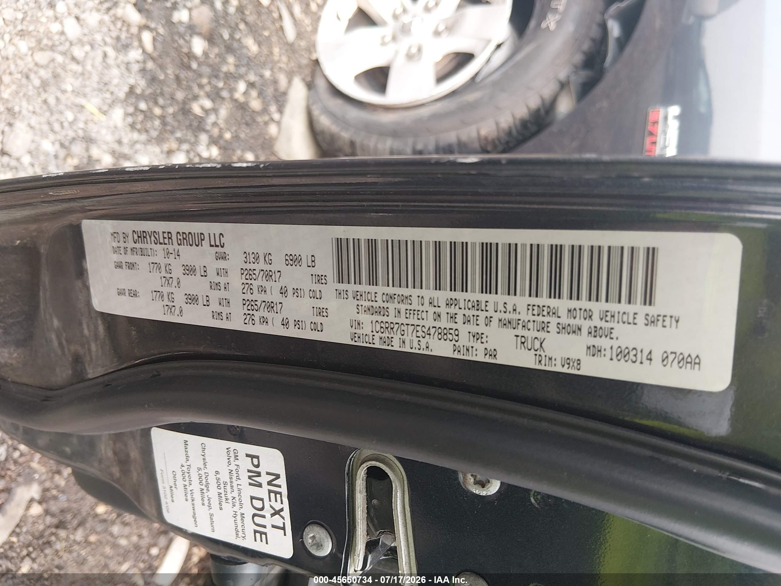 2014 Ram 1500 Slt Black vin: 1C6RR7GT7ES478859