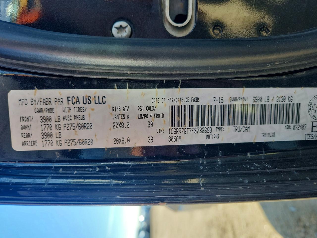 2015 Ram 1500 Slt Black vin: 1C6RR7GT7FS732698