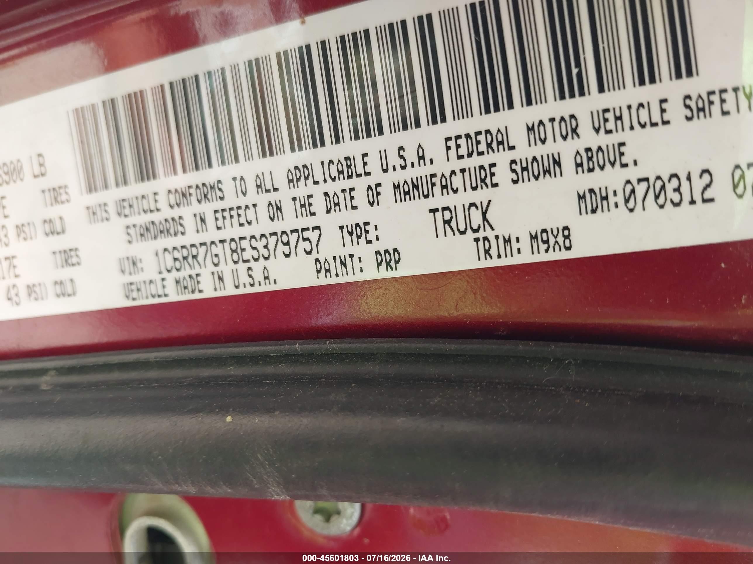 2014 Ram 1500 Slt Red vin: 1C6RR7GT8ES379757