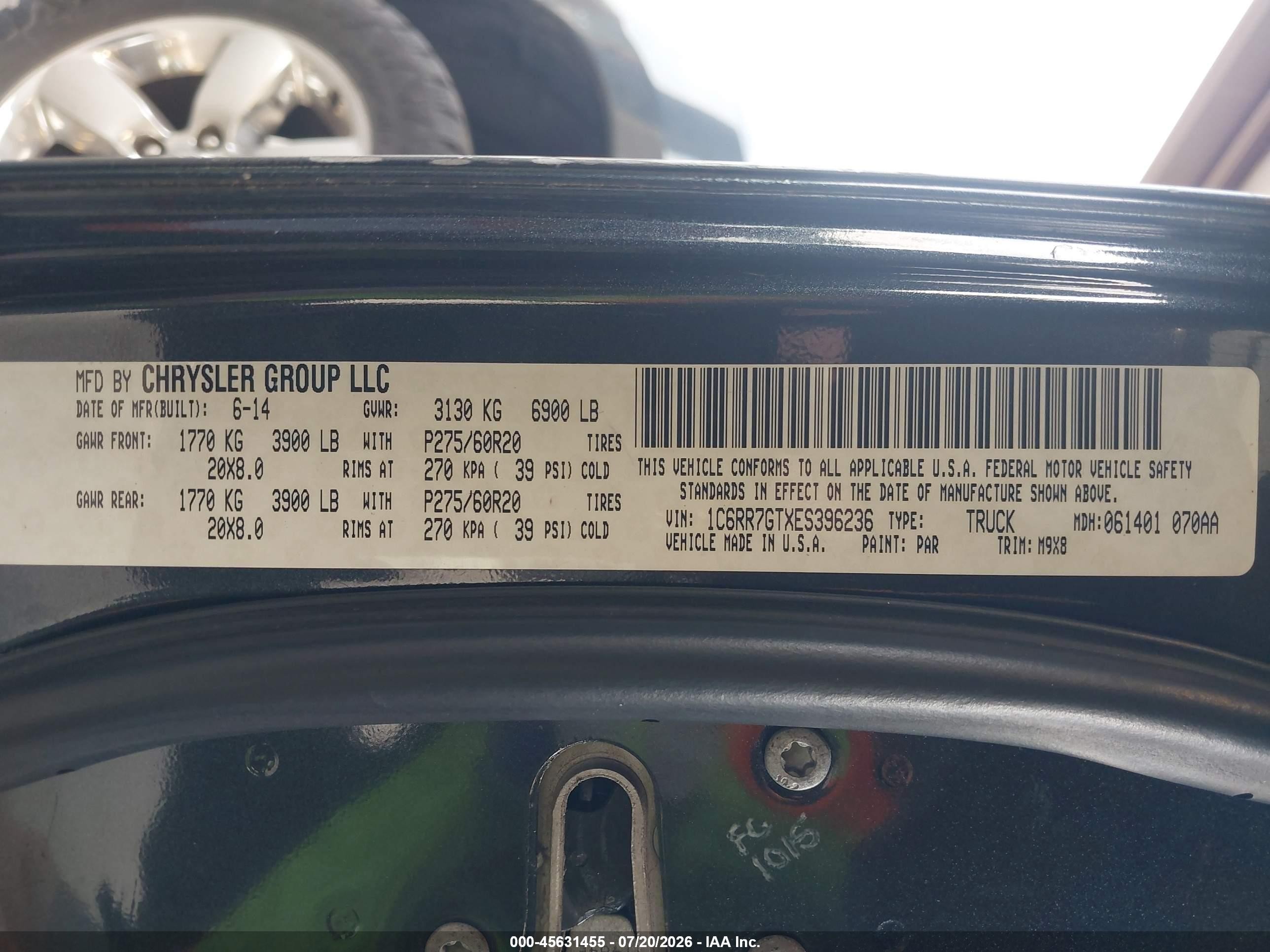 2014 Ram 1500 Big Horn Gray vin: 1C6RR7GTXES396236