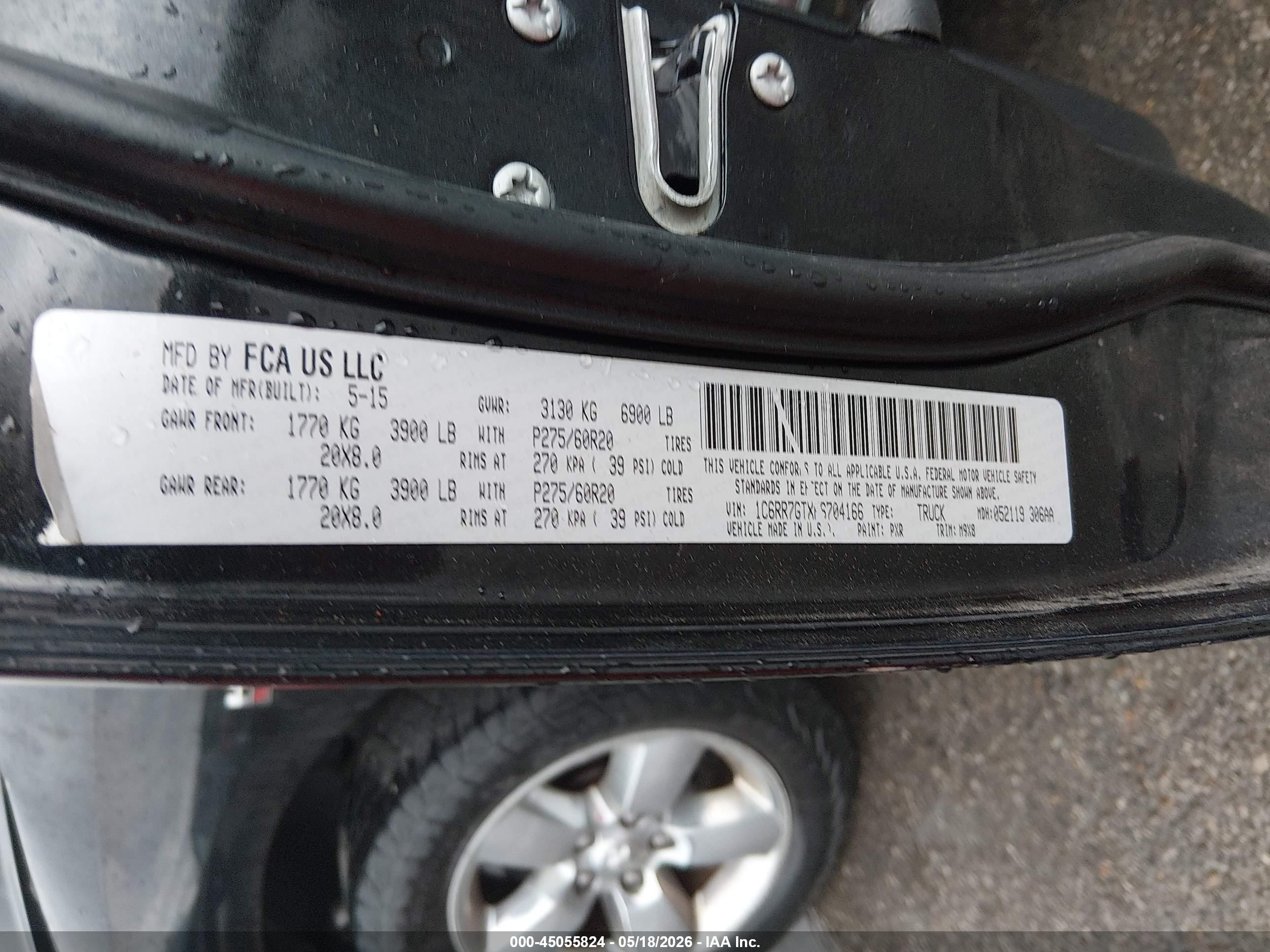 2015 Ram 1500 Big Horn Black vin: 1C6RR7GTXFS704166