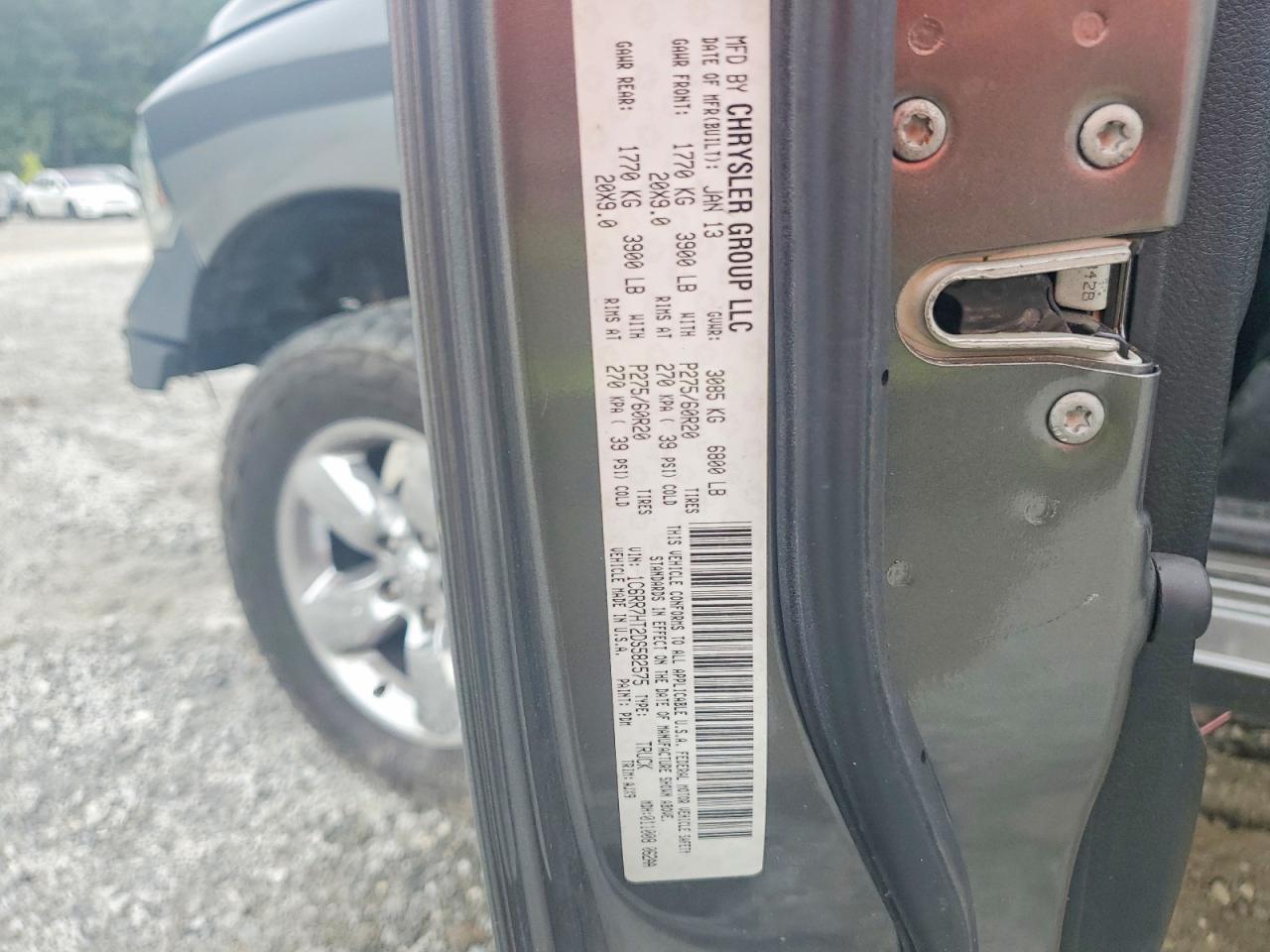 2013 Ram 1500 Sport Gray vin: 1C6RR7HT2DS582575