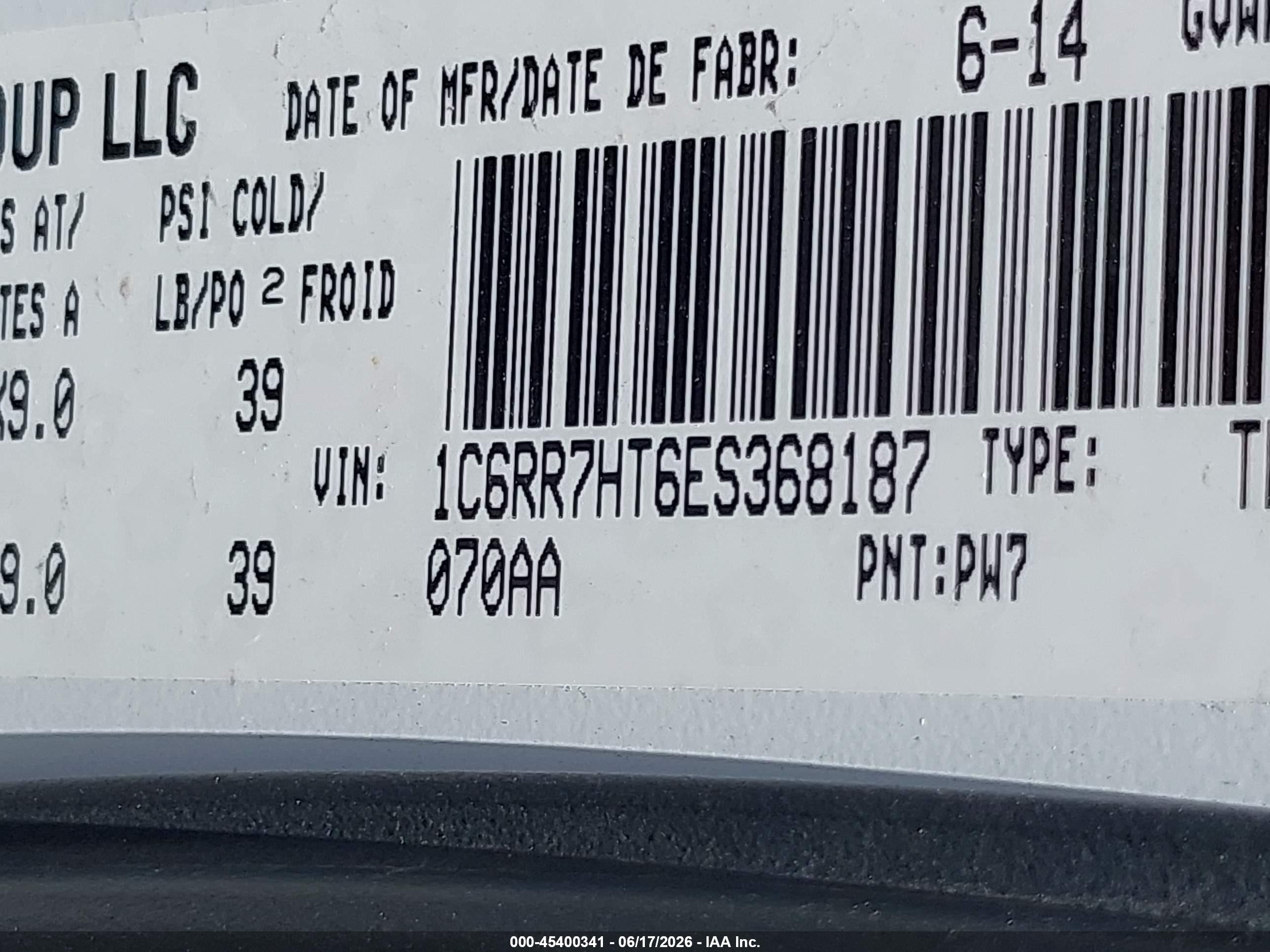 2014 Ram 1500 Sport White vin: 1C6RR7HT6ES368187