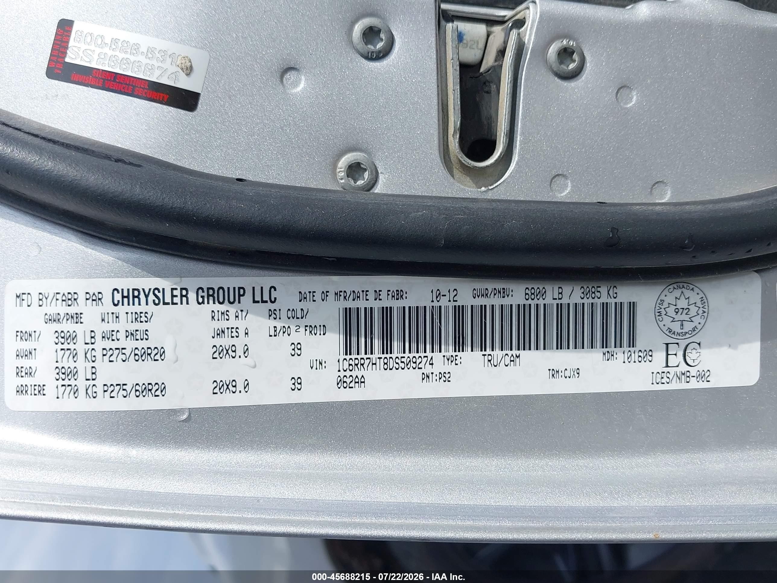 2013 Ram 1500 Sport Серебряный vin: 1C6RR7HT8DS509274