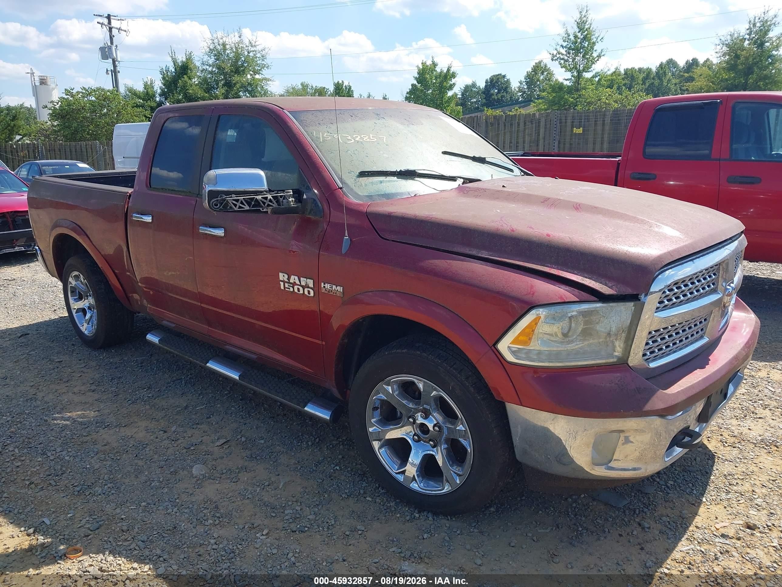 2013 Ram 1500 Laramie Красный vin: 1C6RR7JT5DS531176