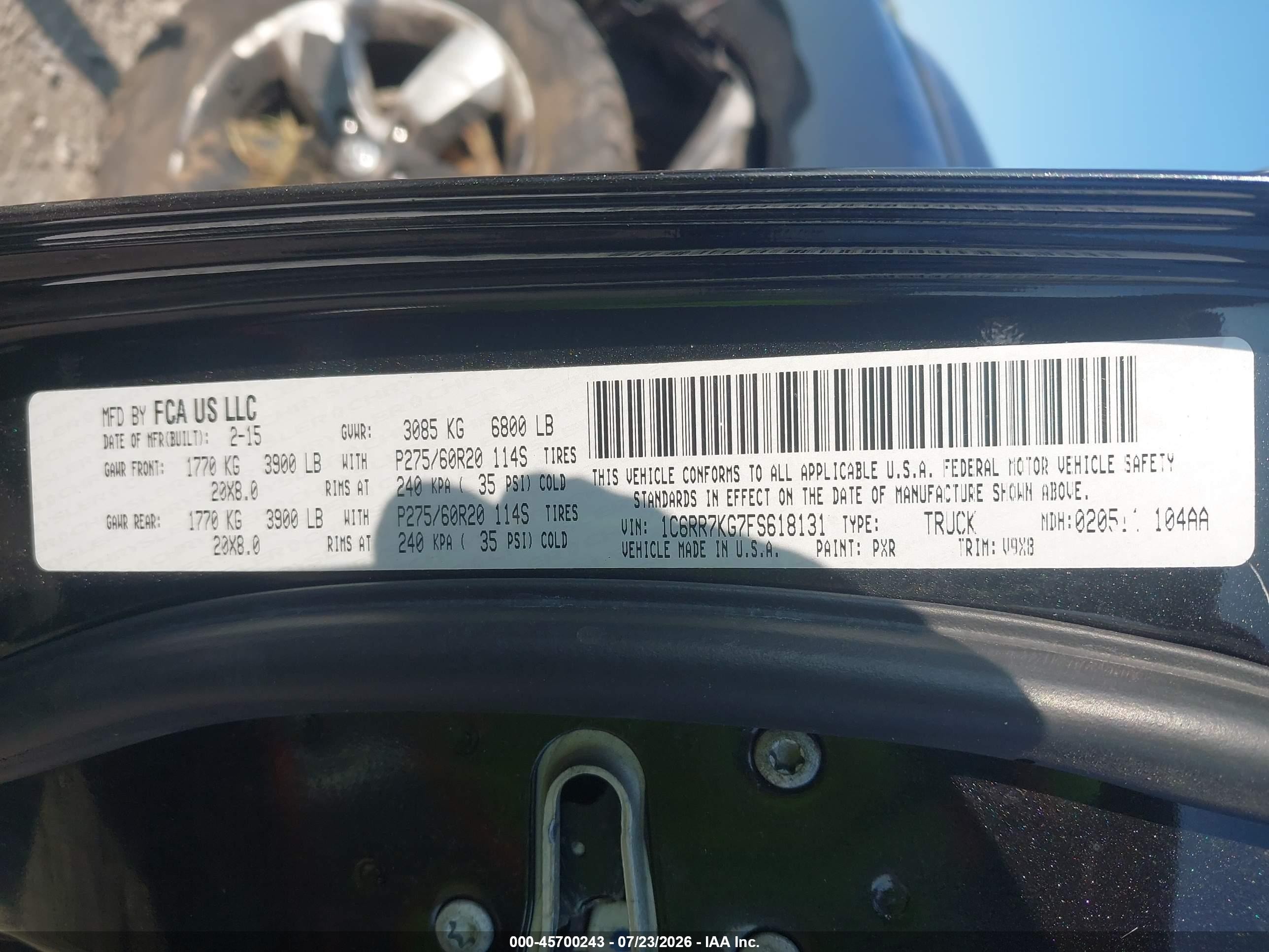 2015 Ram 1500 Express Black vin: 1C6RR7KG7FS618131