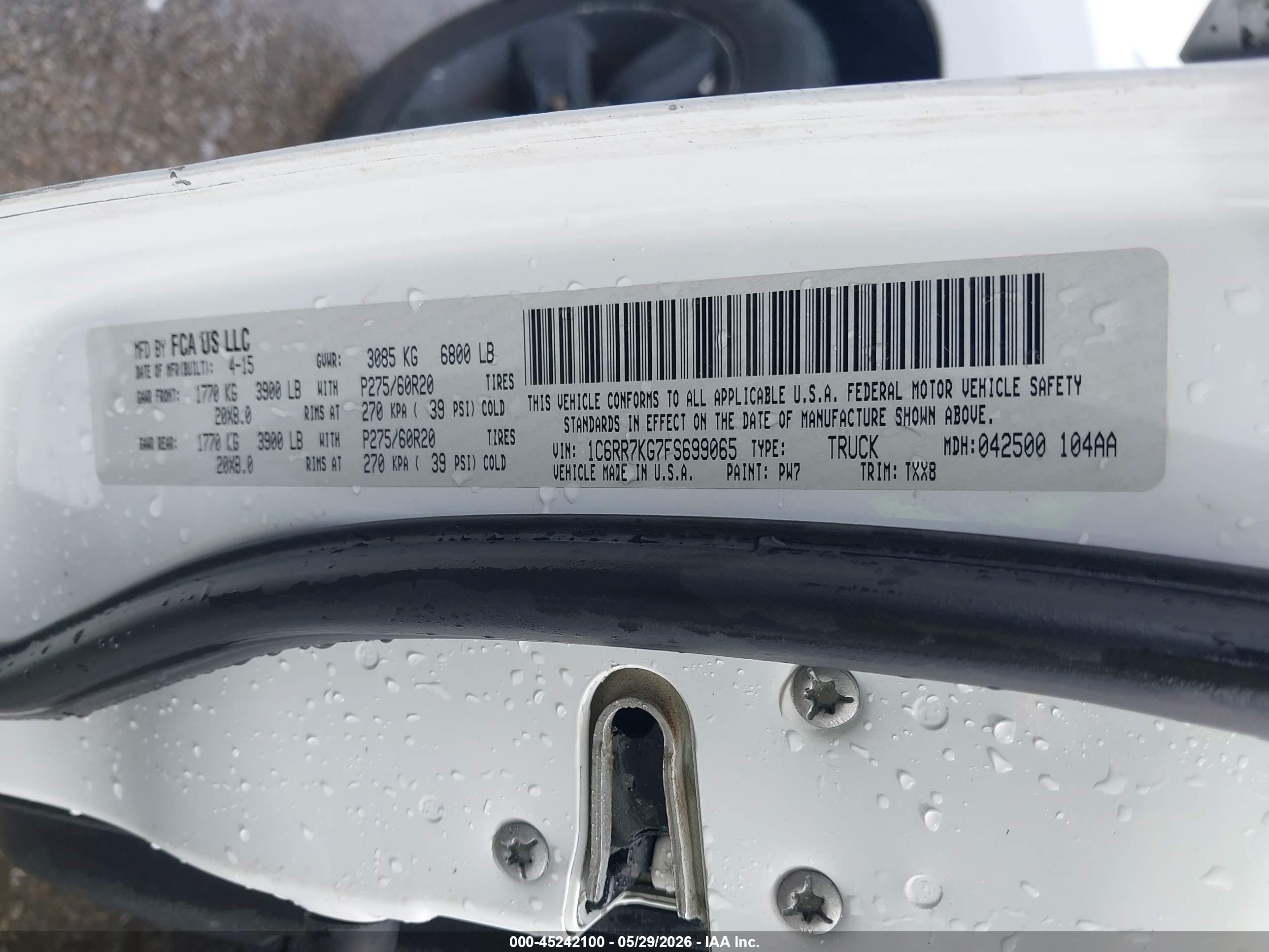 2015 Ram 1500 Express Белый vin: 1C6RR7KG7FS699065