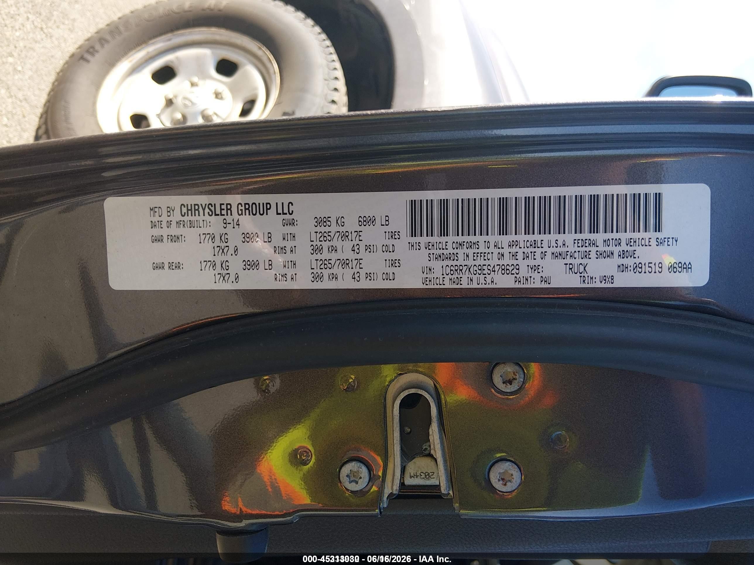 2014 Ram 1500 Tradesman vin: 1C6RR7KG9ES478629