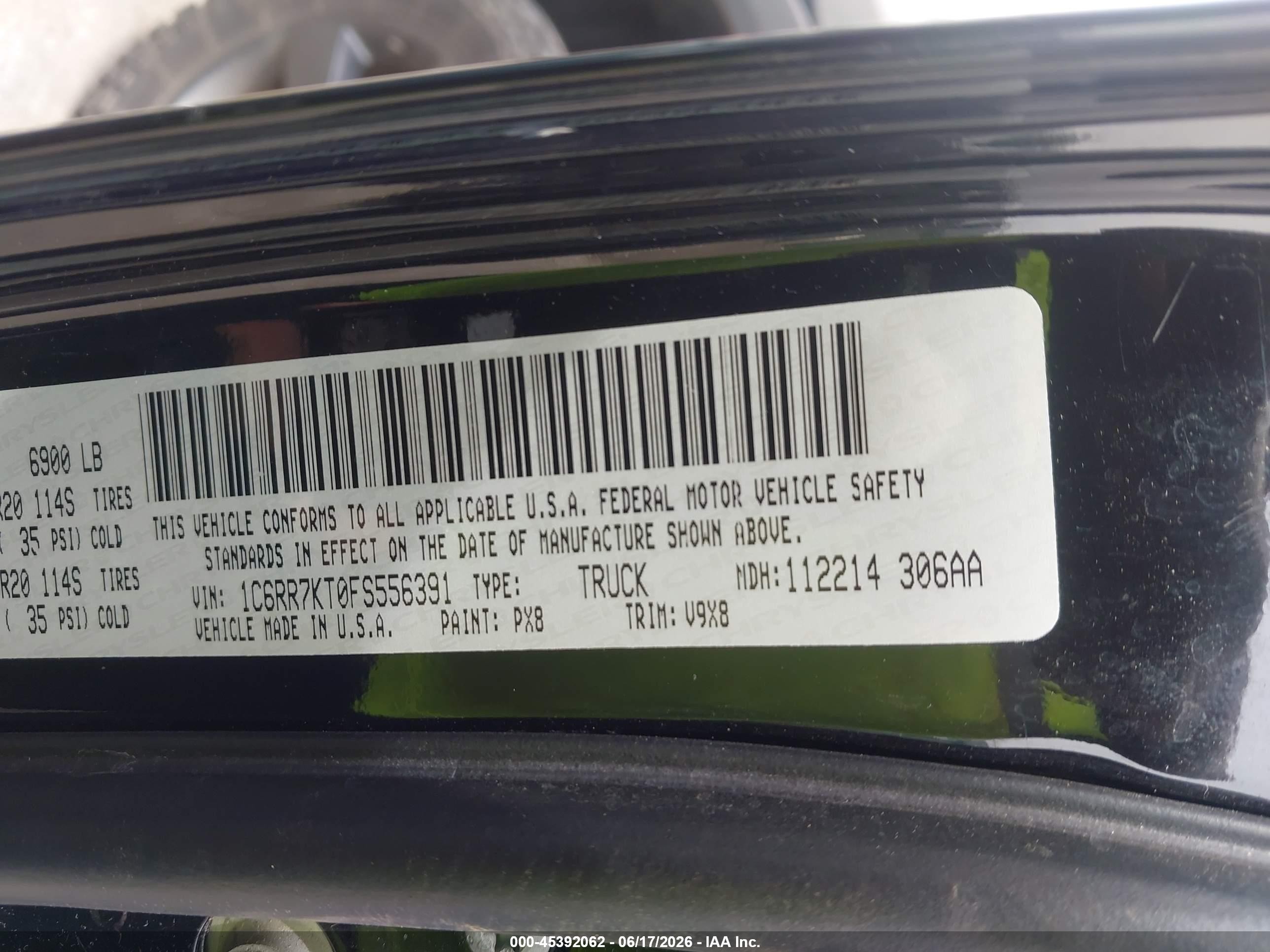 2015 Ram 1500 Express Black vin: 1C6RR7KT0FS556391